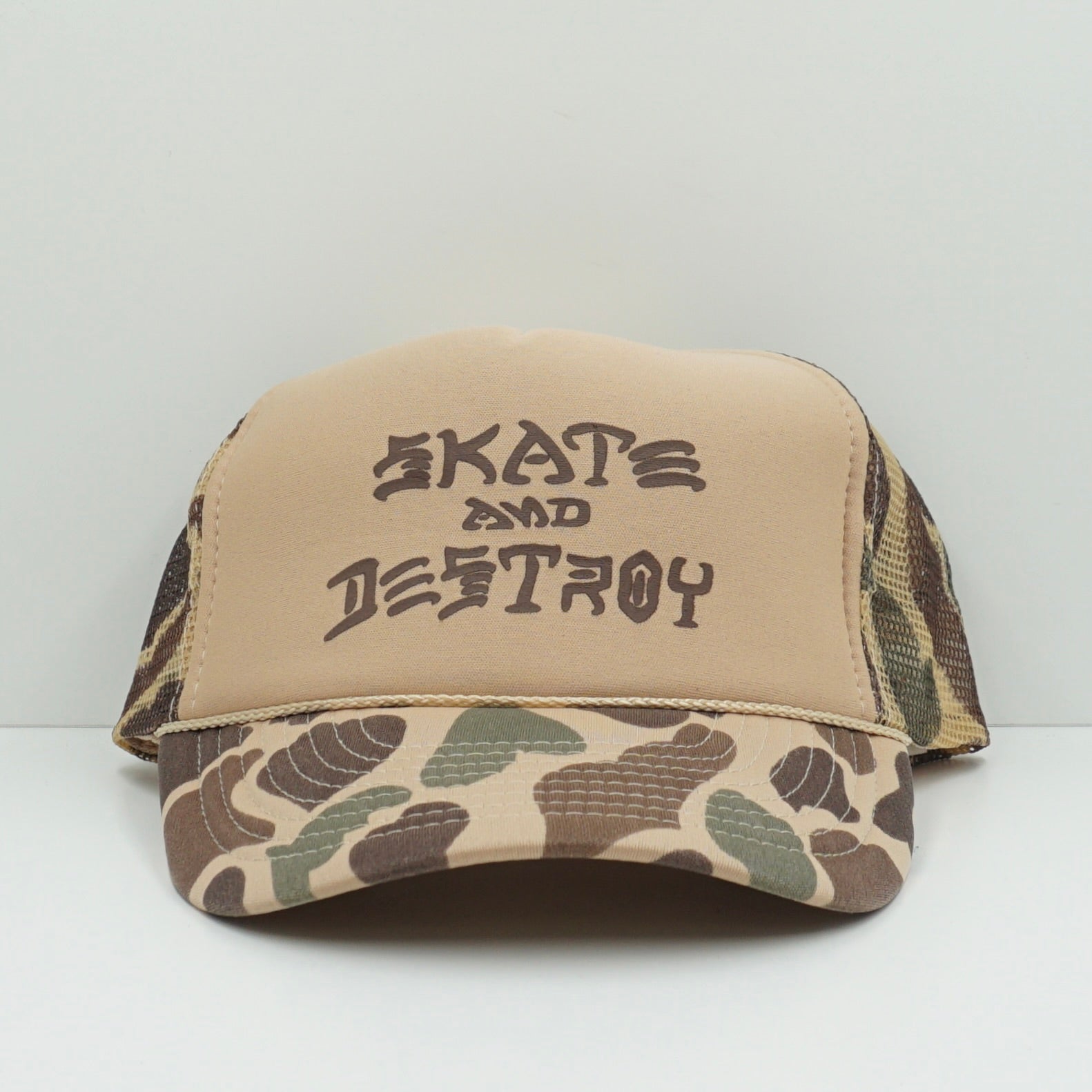 Thrasher Skate And Destroy Camo Trucker Cap