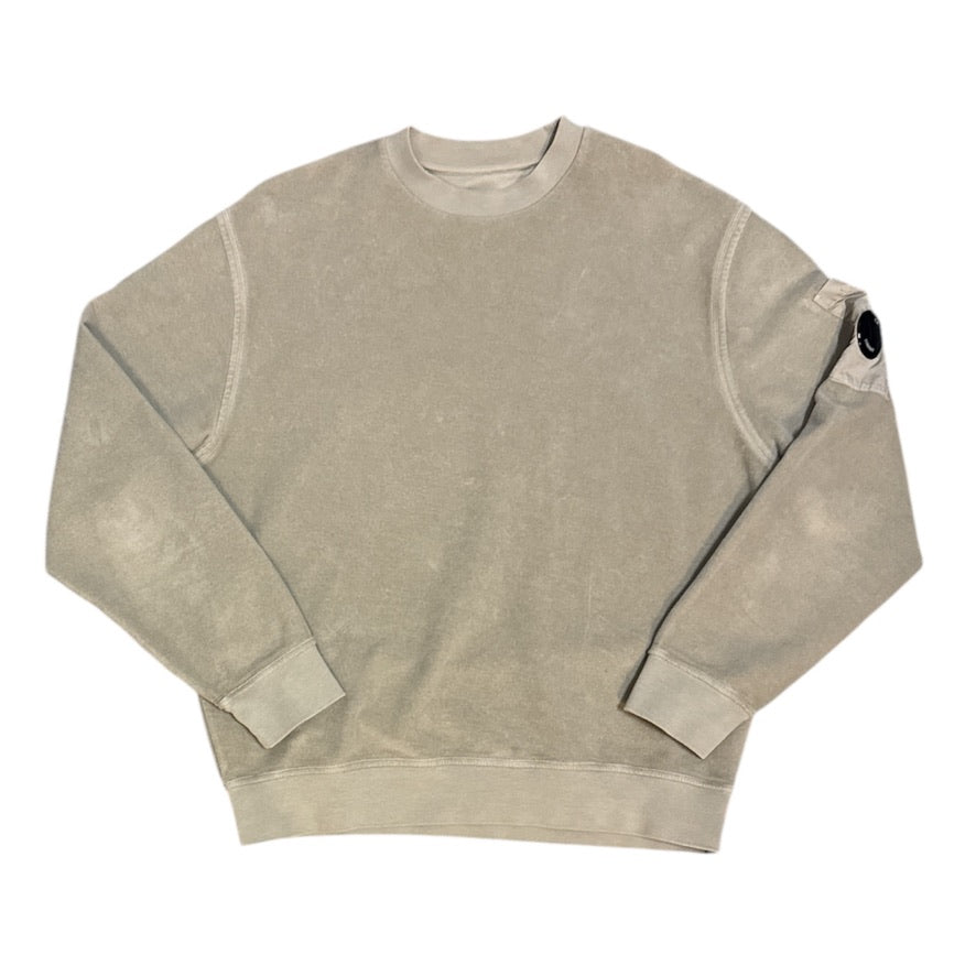 C.P. Company Brushed Emerized Diagonal Beige Fleece Sweatshirt