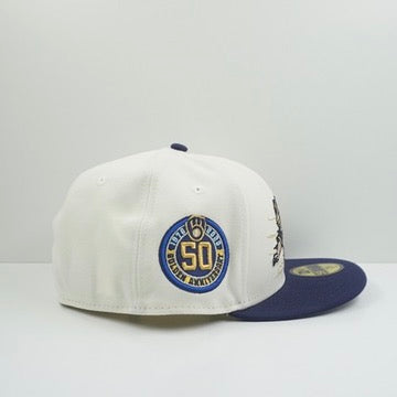 New Era Milwaukee Brewers Beige Navy Fitted Cap