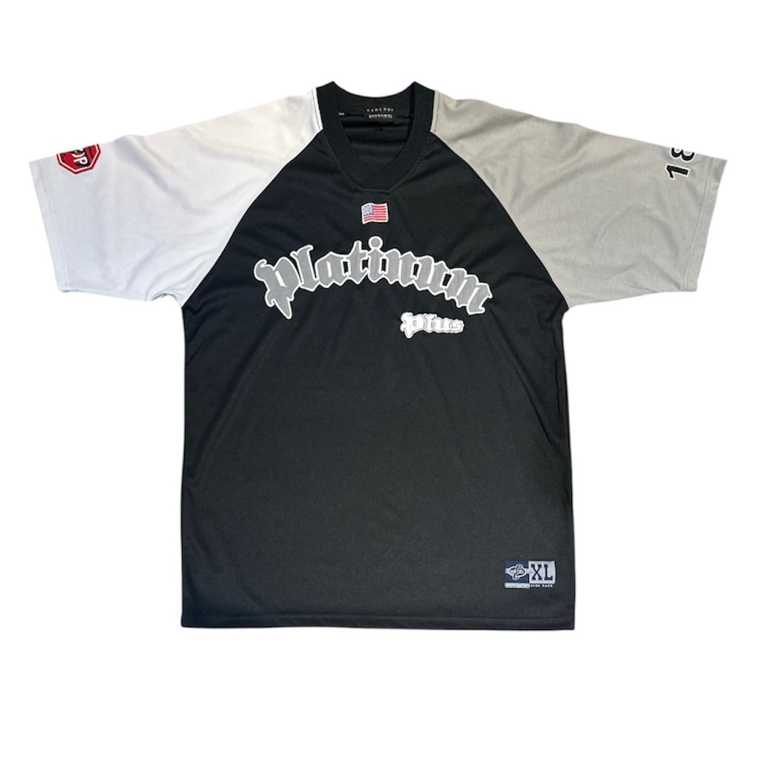 Barcode Platinum #18 Black Grey White Baseball Jersey