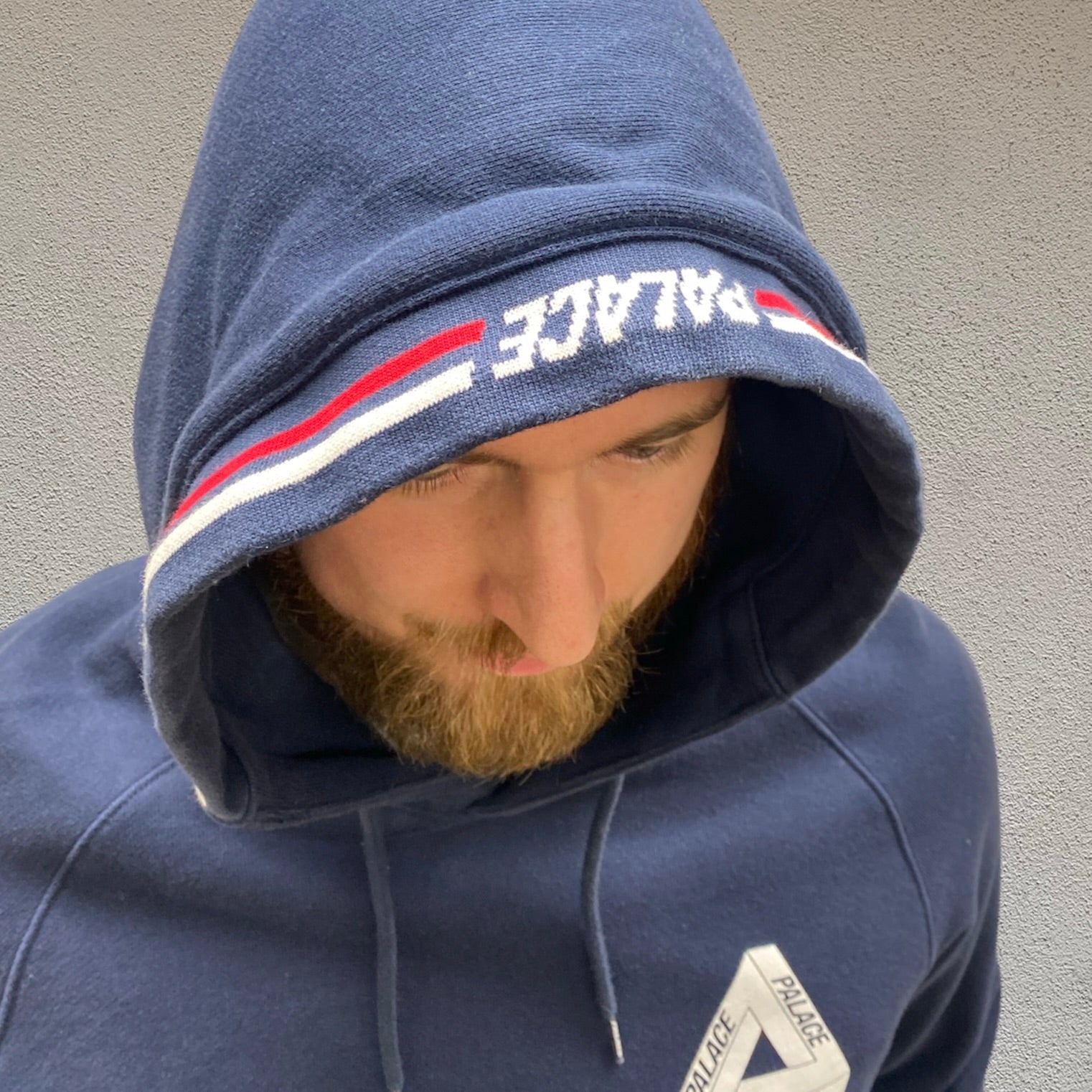 Palace navy outlet hoodie