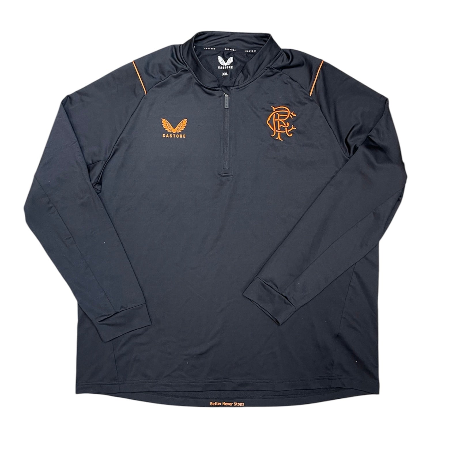 Castore Glasgow Rangers Black Orange Half Zip Long Sleeve