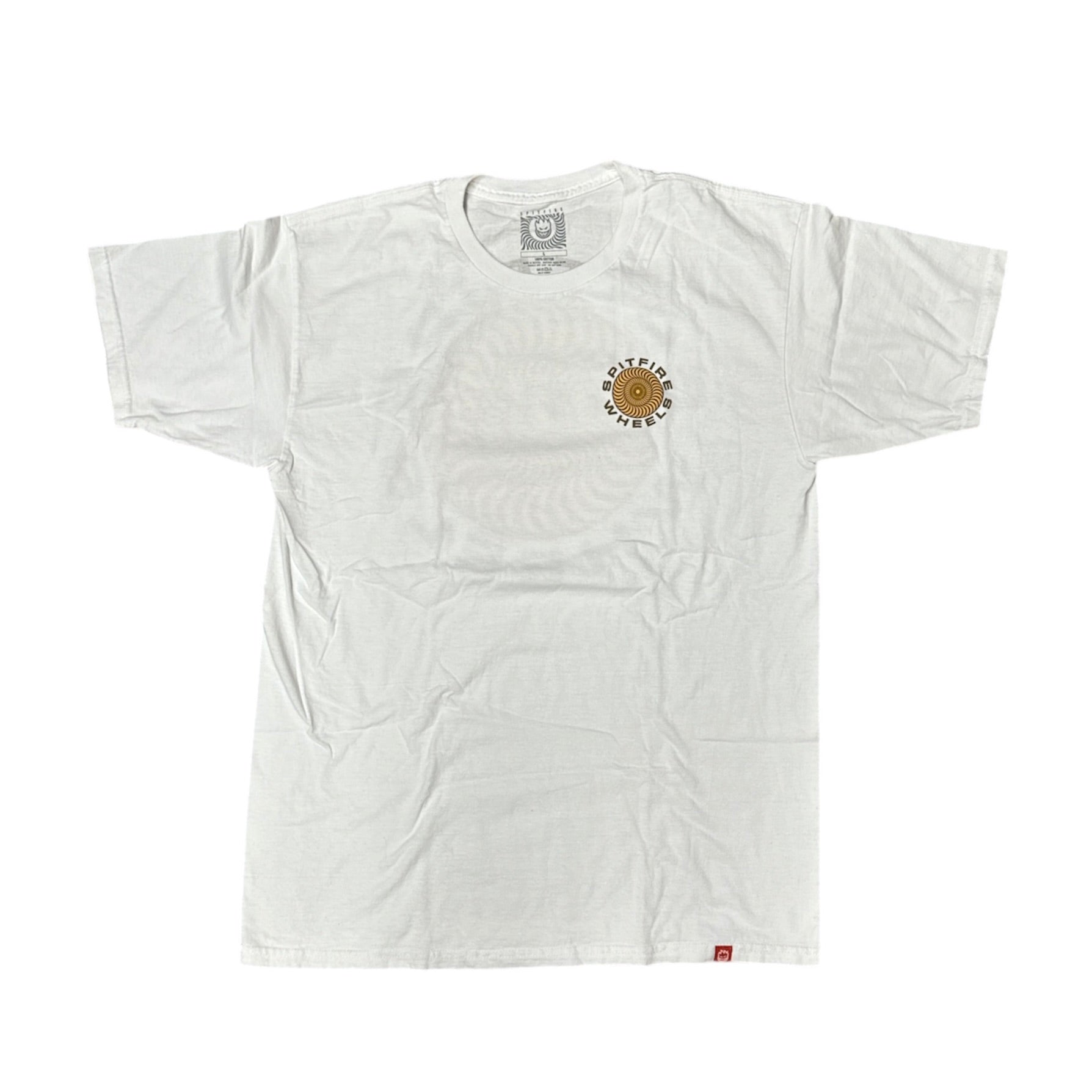 Spitfire Wheels White Yellow/Brown Print Tshirt