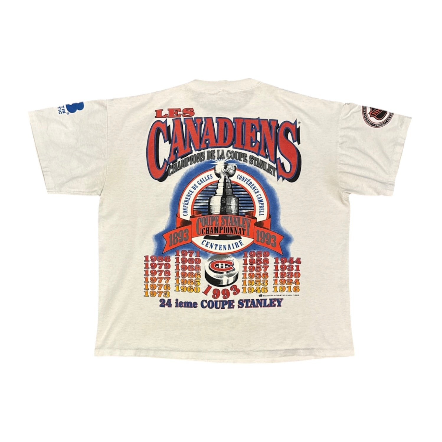 Vintage Montreal Canadiens Stanley Cup 1993 White Tshirt