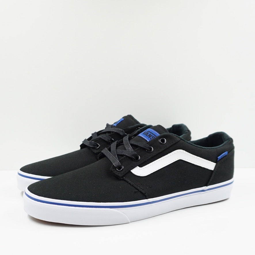 Black vans with blue stripe hotsell