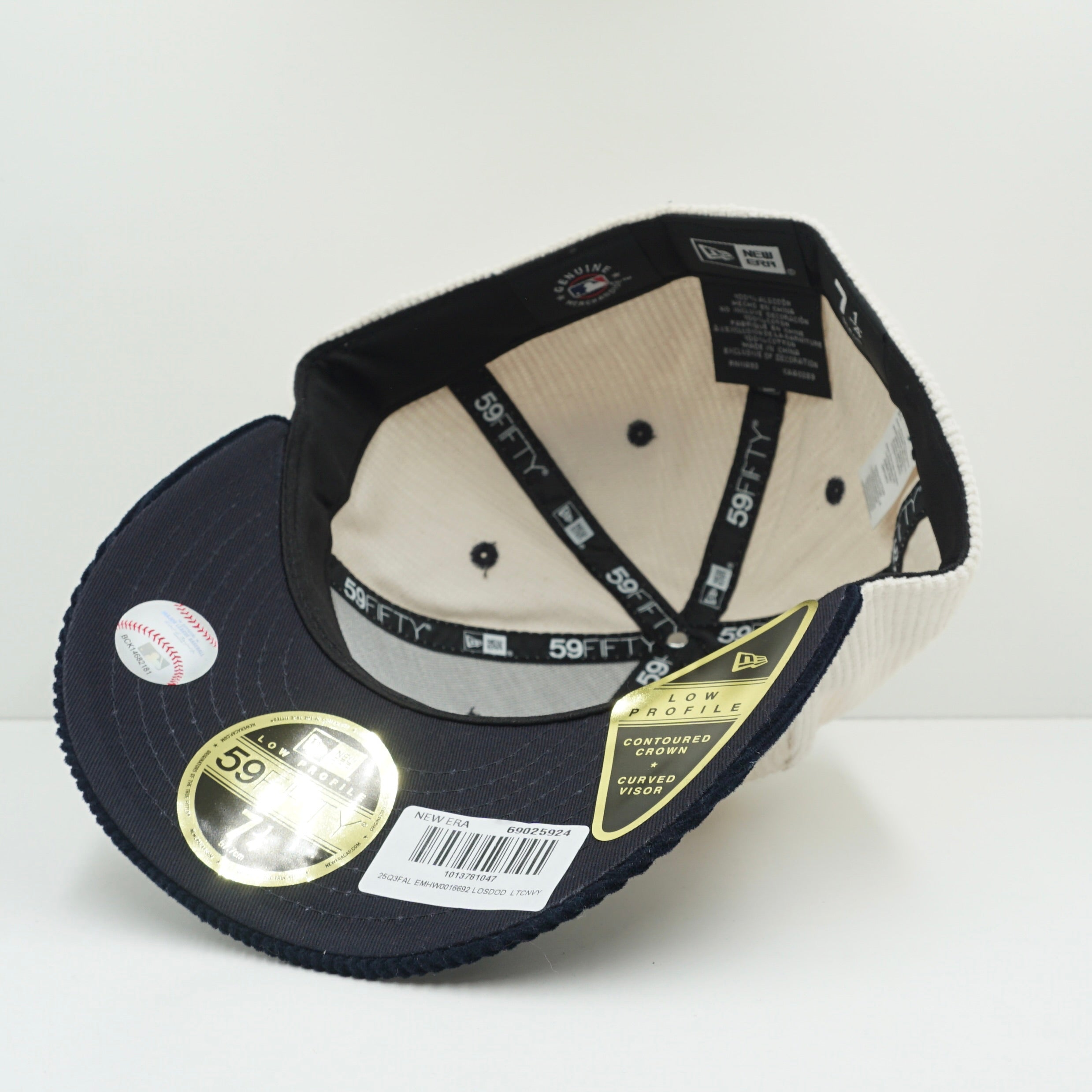 New Era Los Angeles Dodgers Corduroy Beige Navy Low Profile Fitted Cap