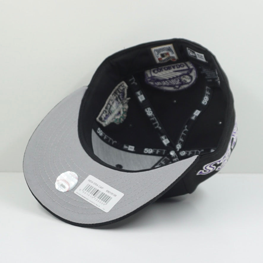 New Era Cooperstown Colorado Rockies Multi Logo Black Purple Fitted Cap