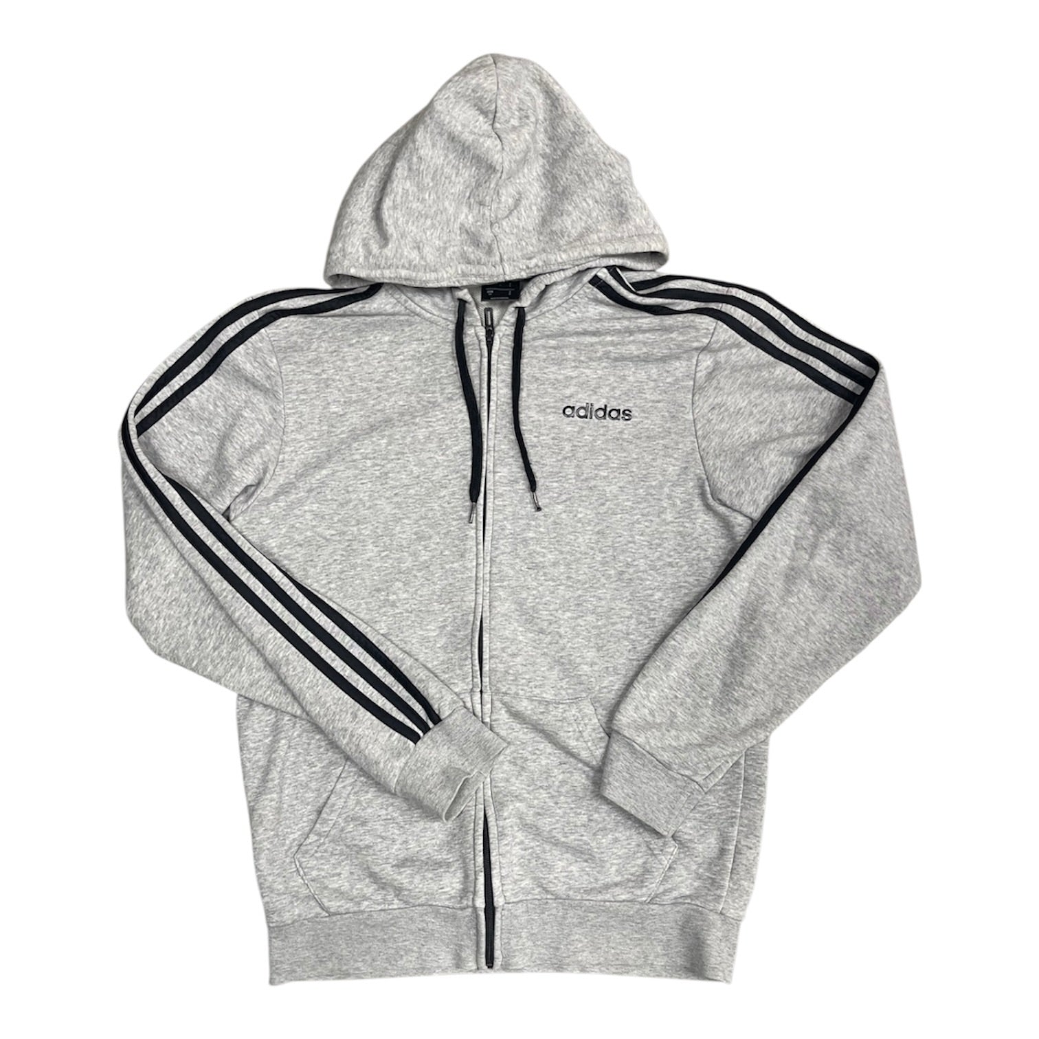 Adidas Essential Stripe Heather Grey Full Zip Hoodie