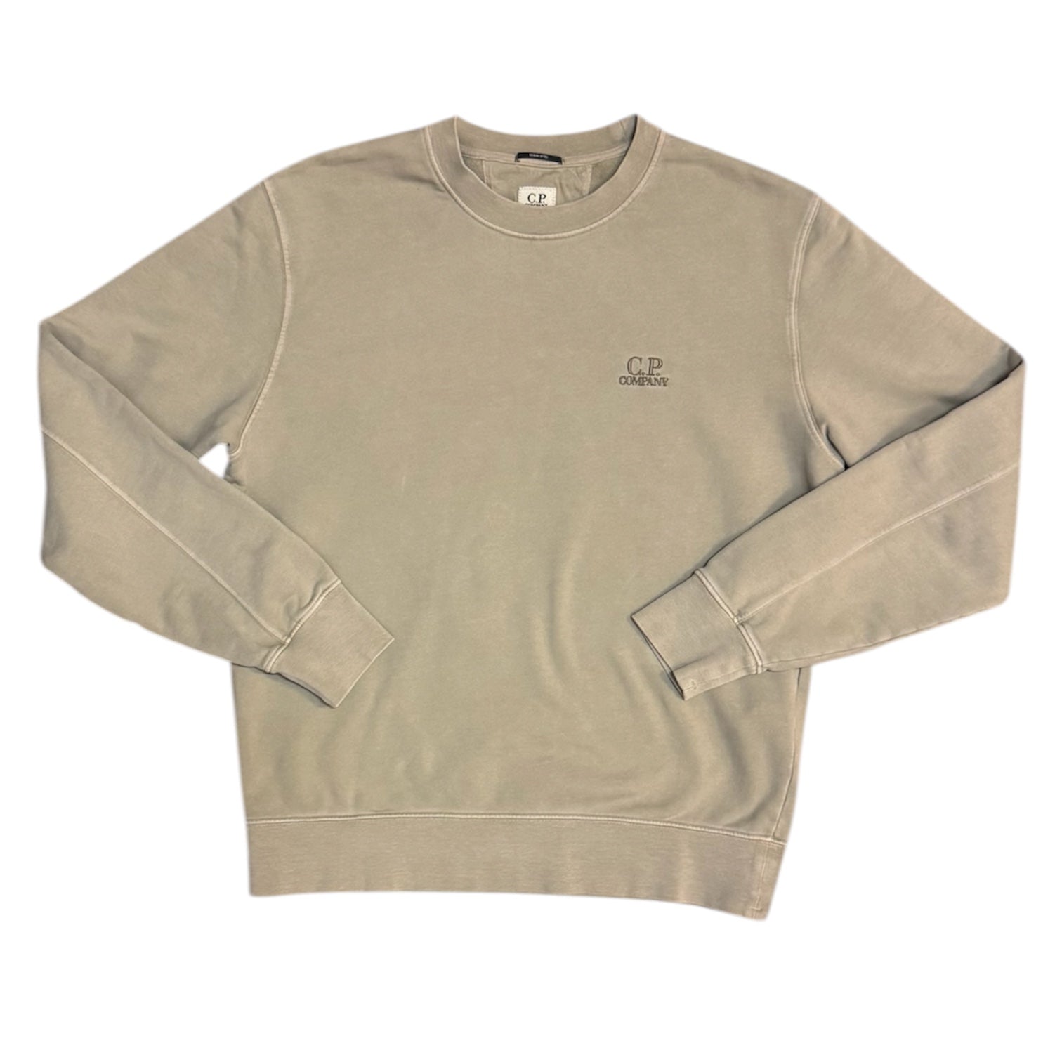 C.P. Company Silver Sage Diagonal Fleece Crew Neck Sweatshirt