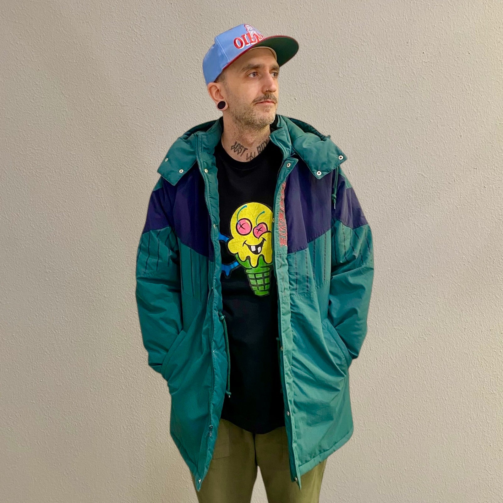 Supreme FW19 Pinstripe Panel Sports Parka Green