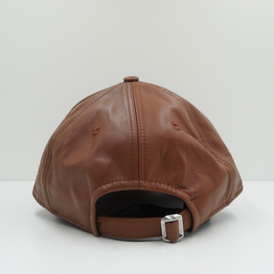 New Era Medium Beige New York Yankees Logo Cognac Leather Adjustable Cap
