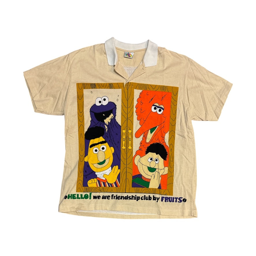 Vintage Sesame Street Friendship Club Beige Polo Tshirt