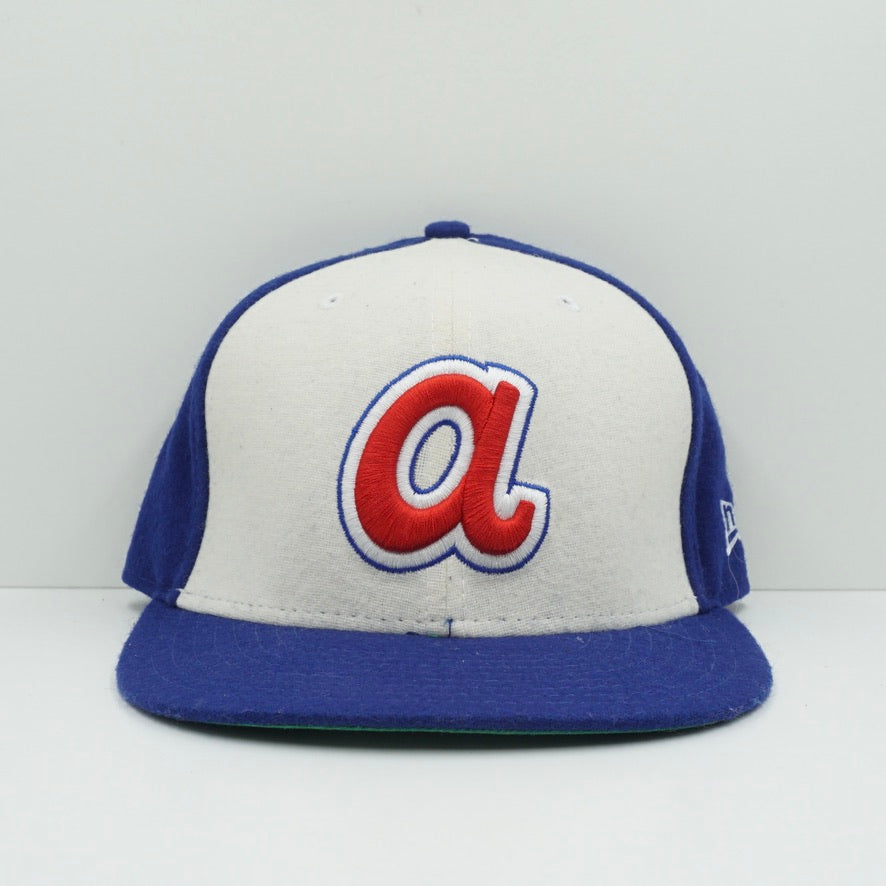 New Era Cooperstown Atlanta Braves Blue White Fitted Cap