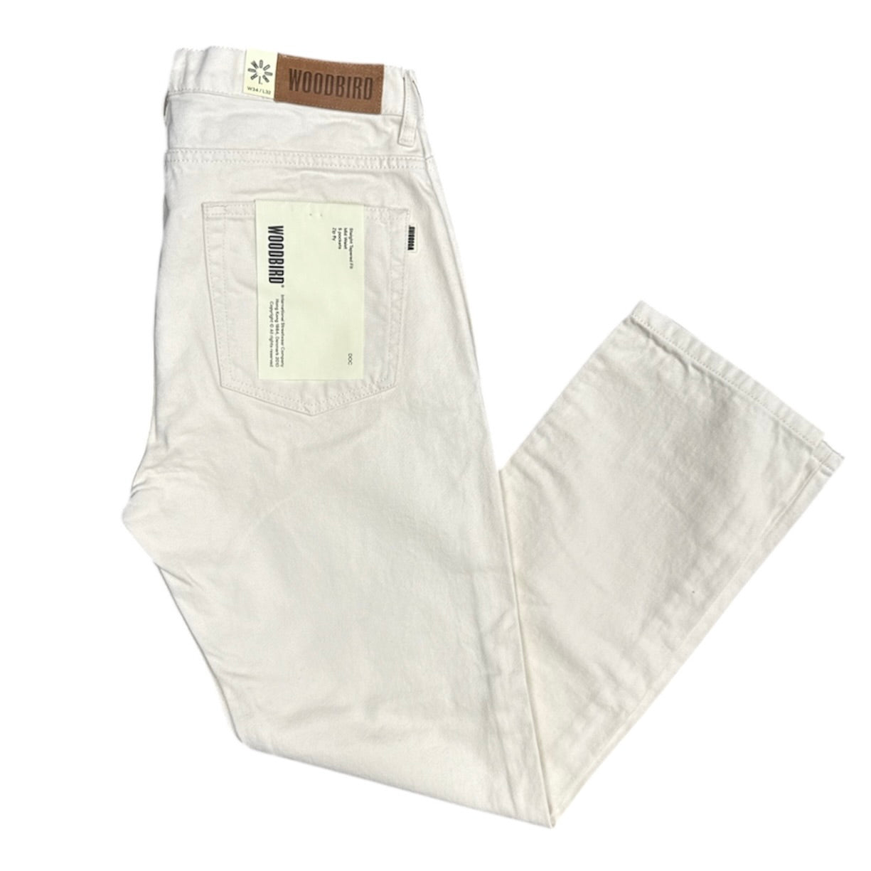 Woodbird Straight Tapered Fit Off White Twill Pants