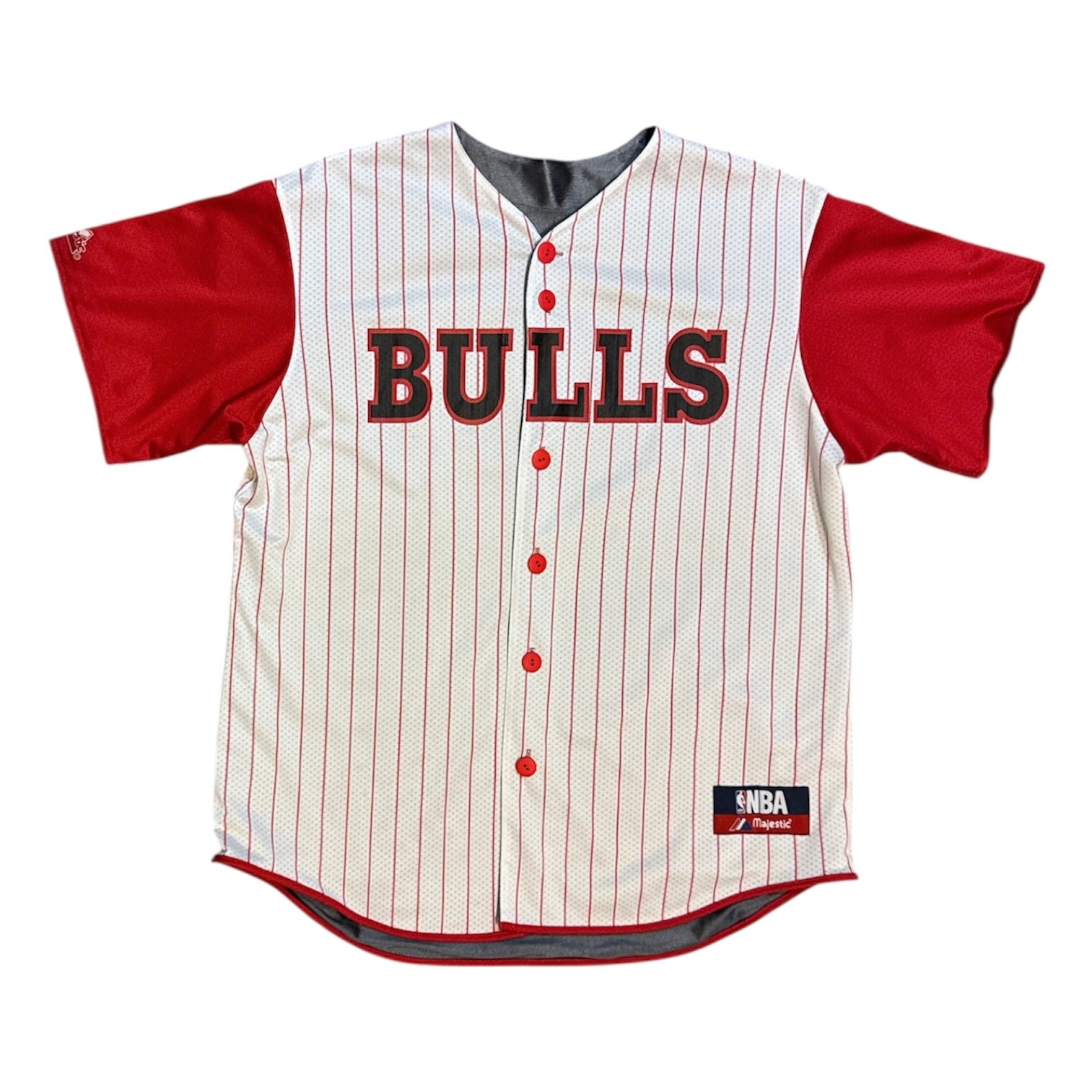 Vintage Majestic Chicago Bulls White Red Reversible Baseball Jersey