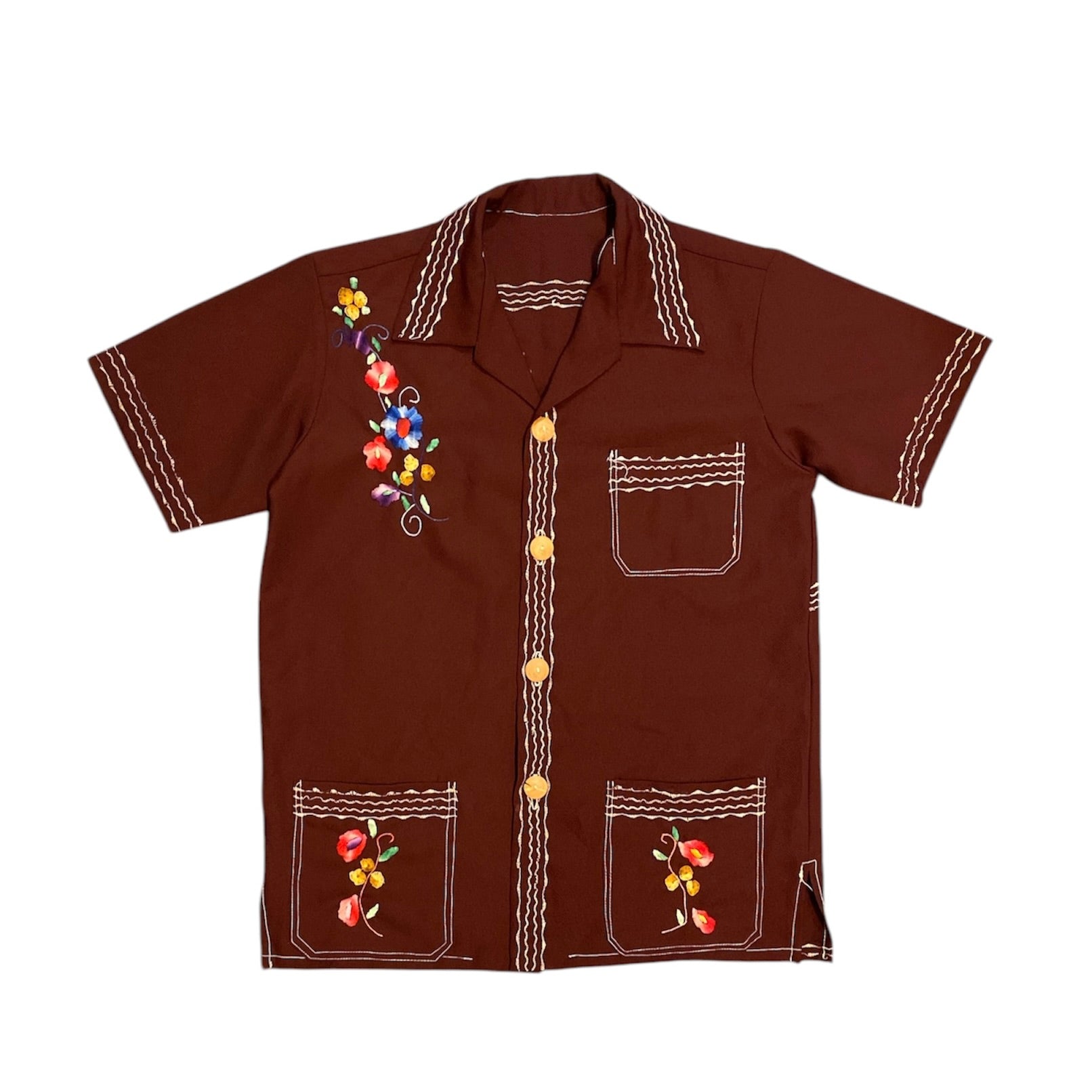 Floral Bordeaux Short Sleeve Shirt