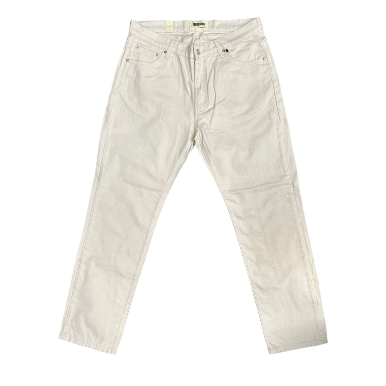 Woodbird Straight Tapered Fit Off White Twill Pants