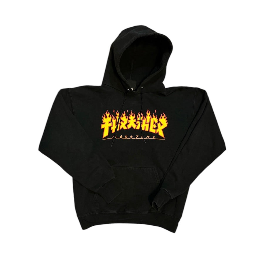 Thrasher Godzilla Flame Logo Black Hoodie