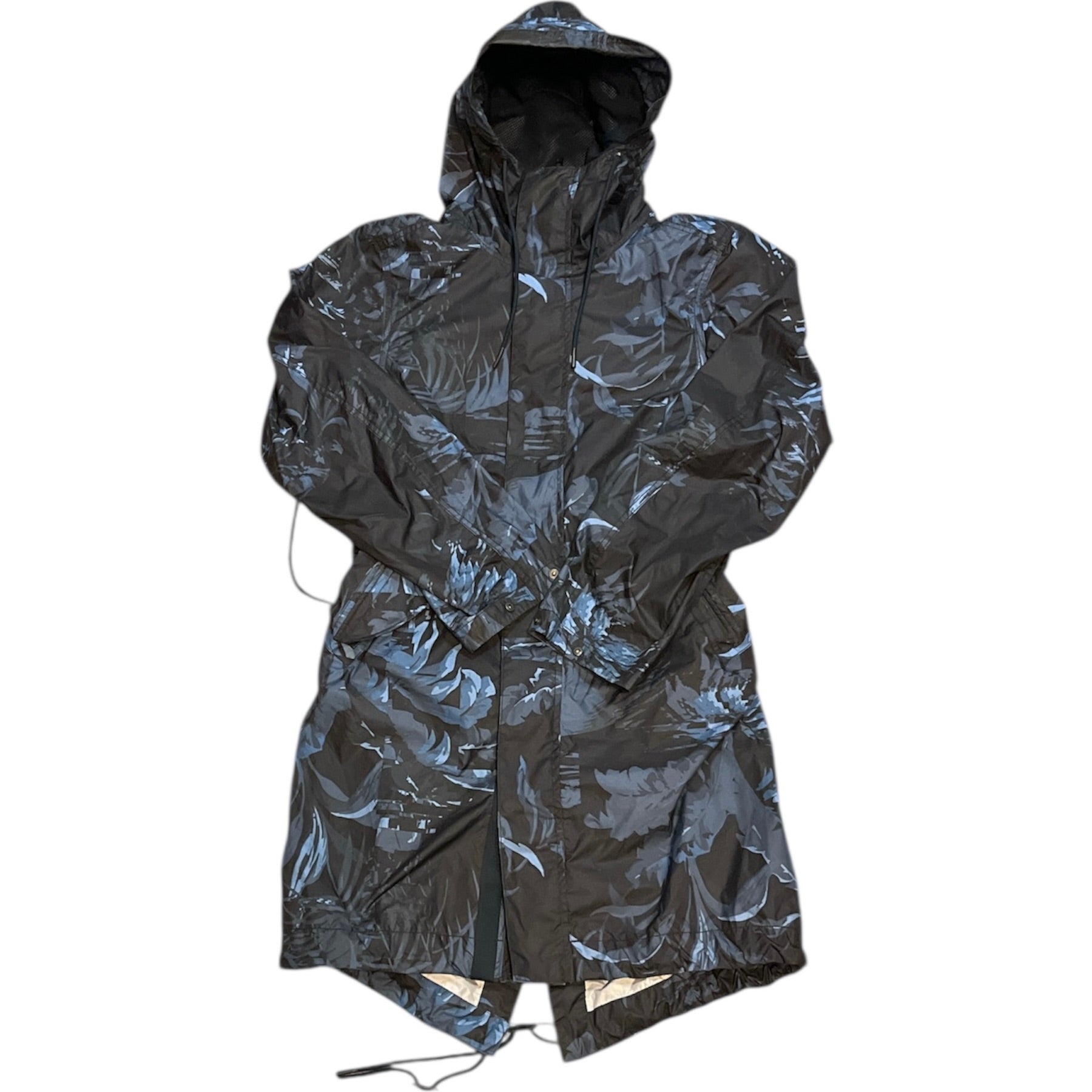 Nike NSW Floral Print Blue Black Parka Jacket