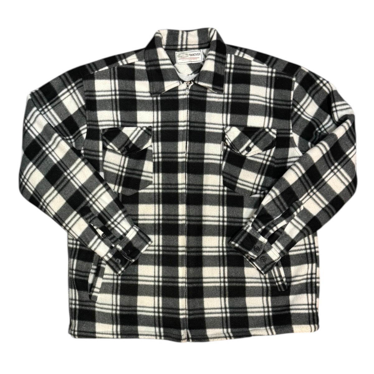 Hanover Black White Fleece Lined Plaid Shirt Jacket