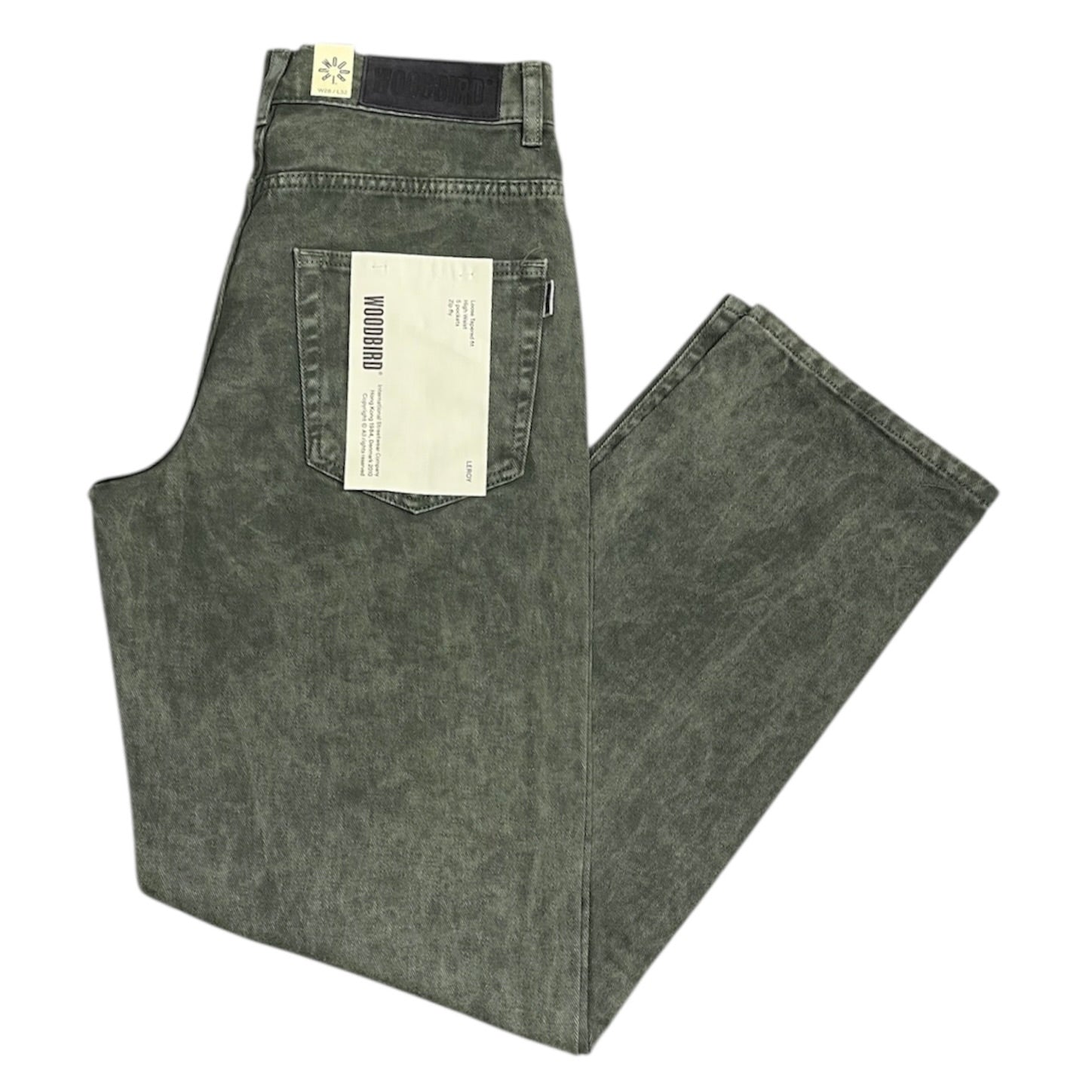 Woodbird Loose Tapered Fit Green Denim Pants