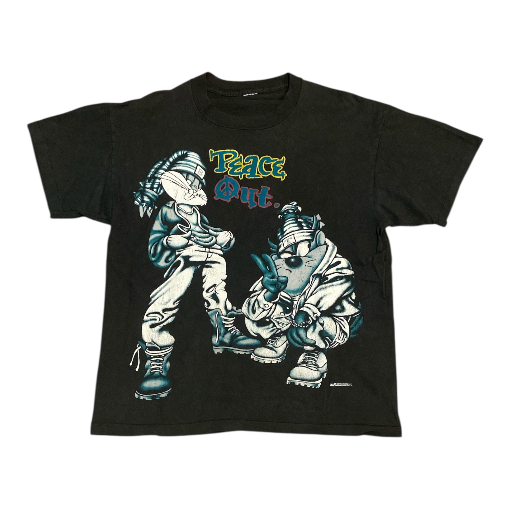 Vintage 1993 Peace Out Looney Tunes Black Tshirt