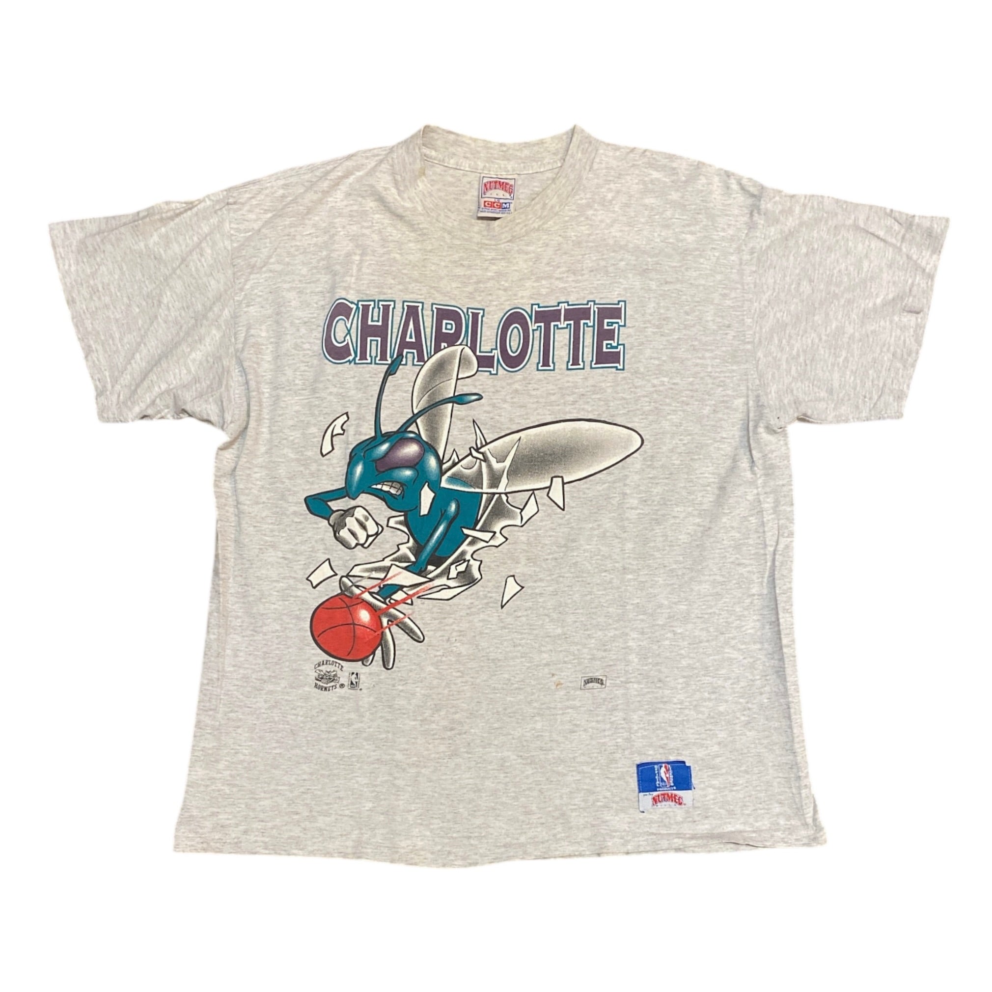 Vintage Charlotte Hornets Grey Tshirt