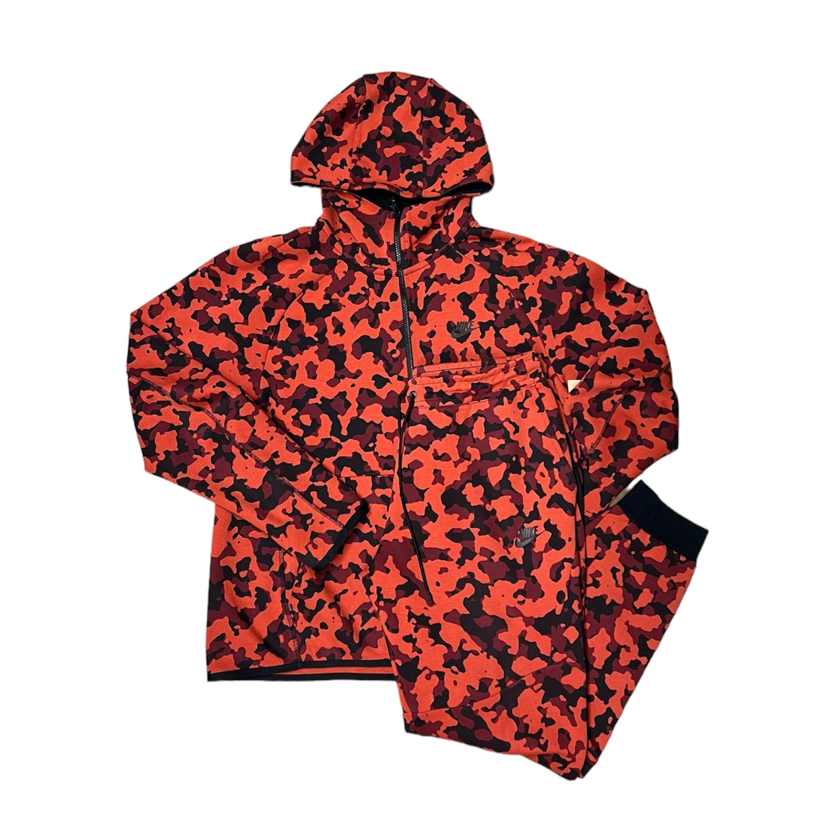 Nike Sportswear Tech Fleece Red Camo Hoodie Pants Set