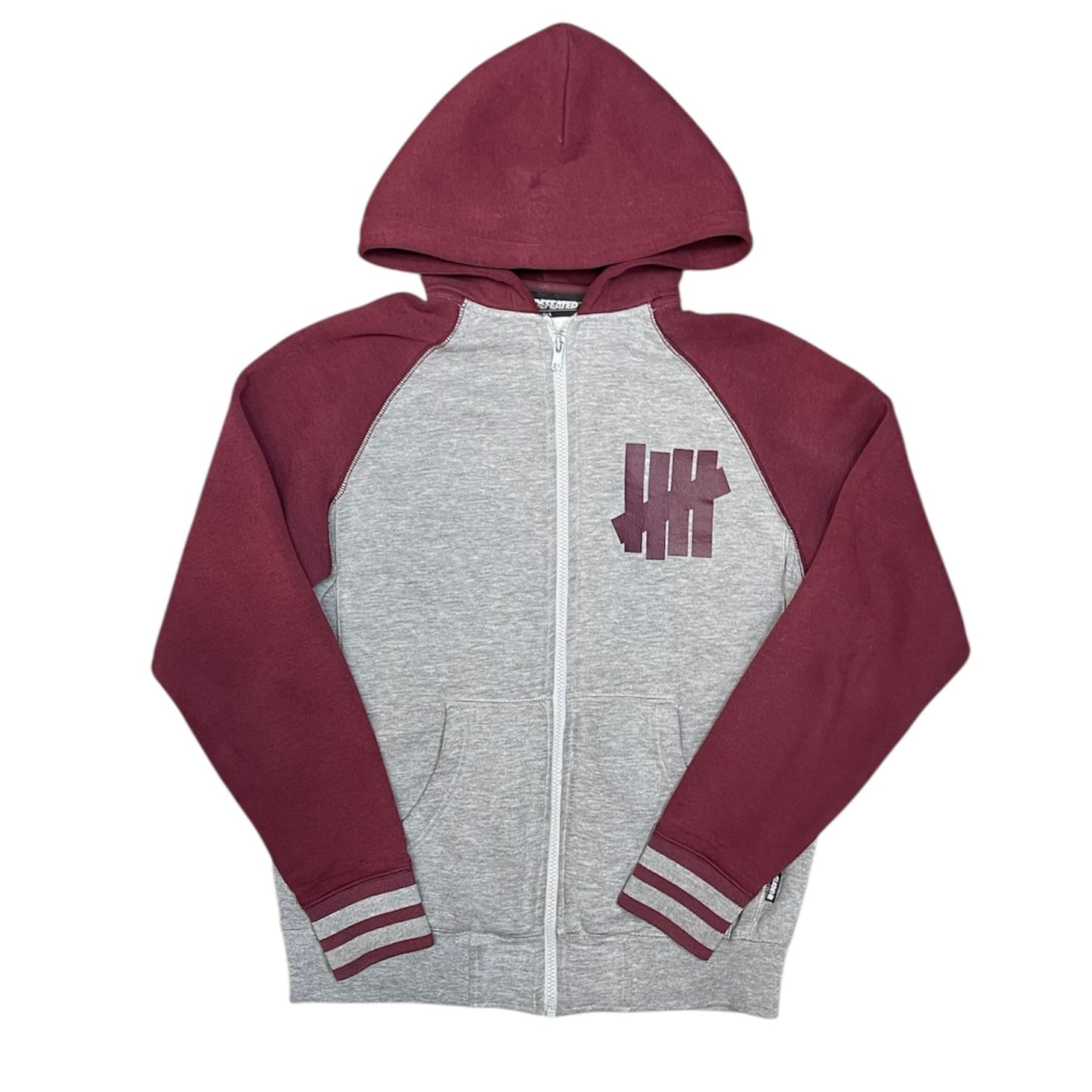 Undeafted Grey Bordeaux Full Zip Hoodie
