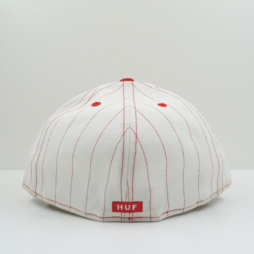 New Era HUF SF Pinstriped Red White Fitted Cap