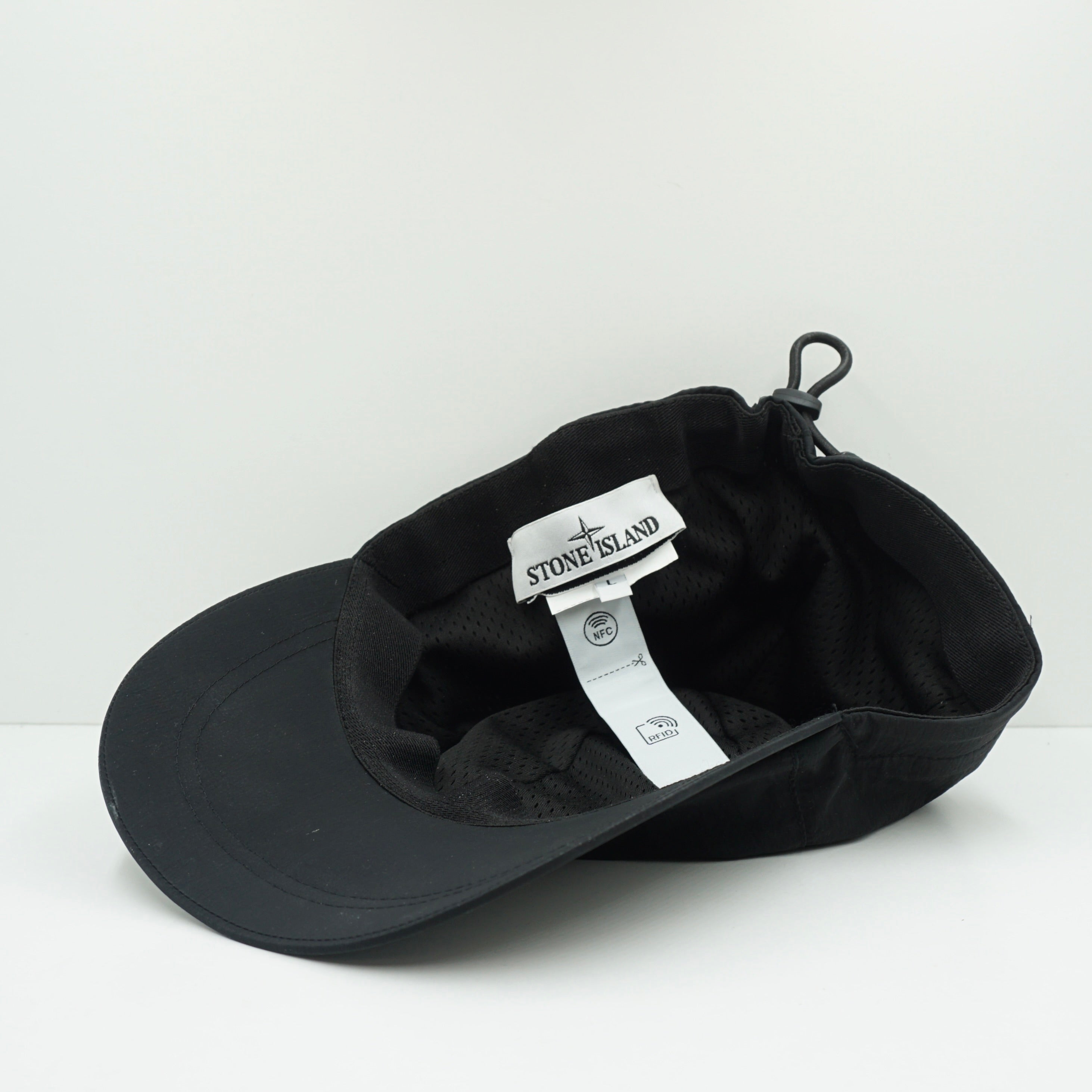 Stone Island Nylon Logo Six Panel Hat Black Adjustable Cap