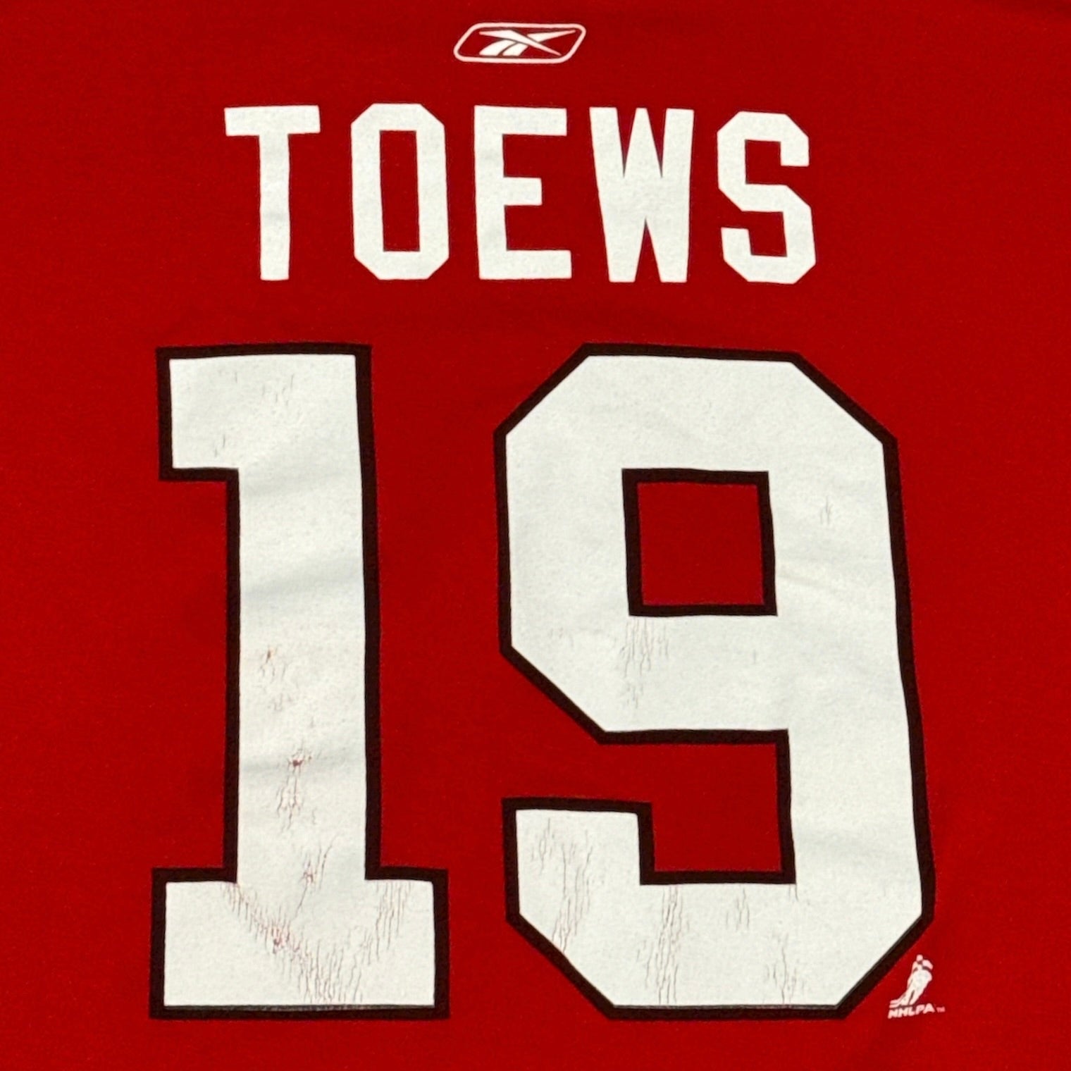 Reebok Chicago Blackhawks #19 Toews Red Tshirt