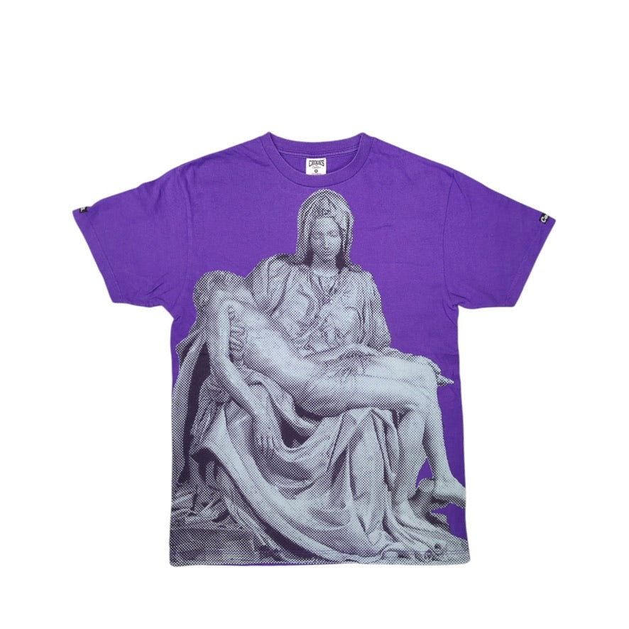 Crooks Castles Michelangelo Pieta Madonna Jesus Purple Tshirt