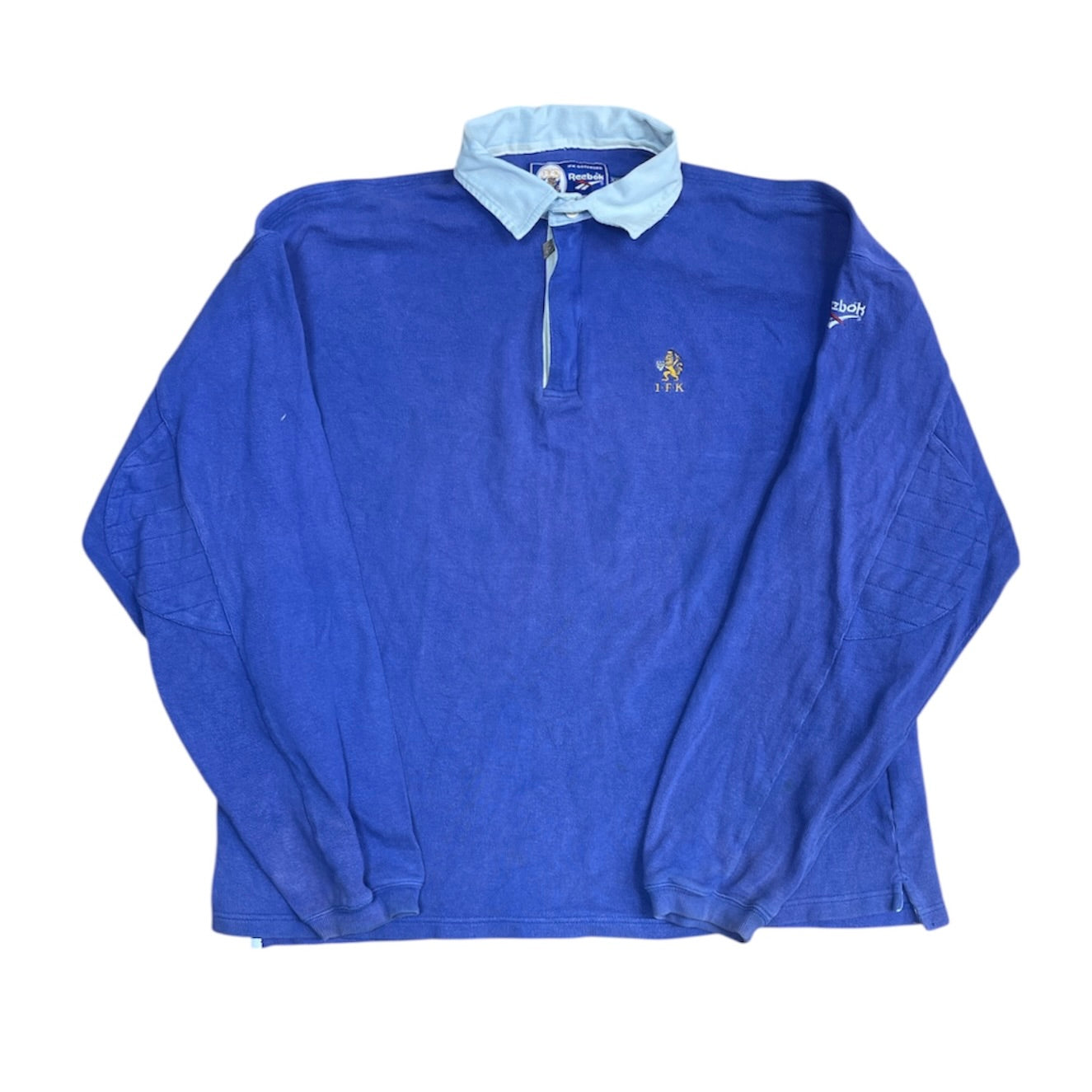 Vintage Reebok IFK Football Blue Polo Long Sleeve