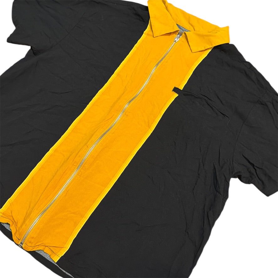 Vans Black Yellow LA Curren Knost Full Zip Short Sleeve Shirt (W)