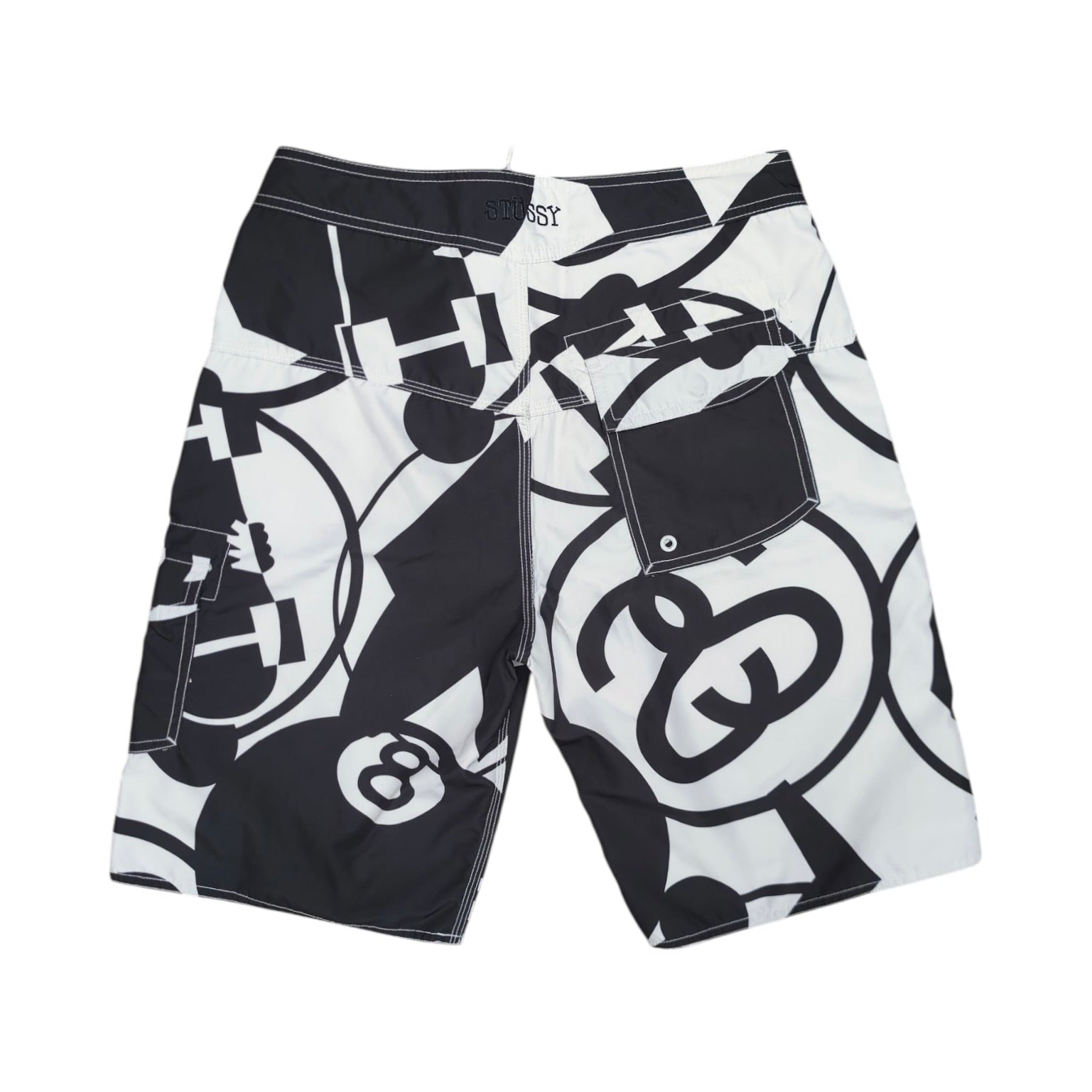 Stussy Black White Swim Shorts