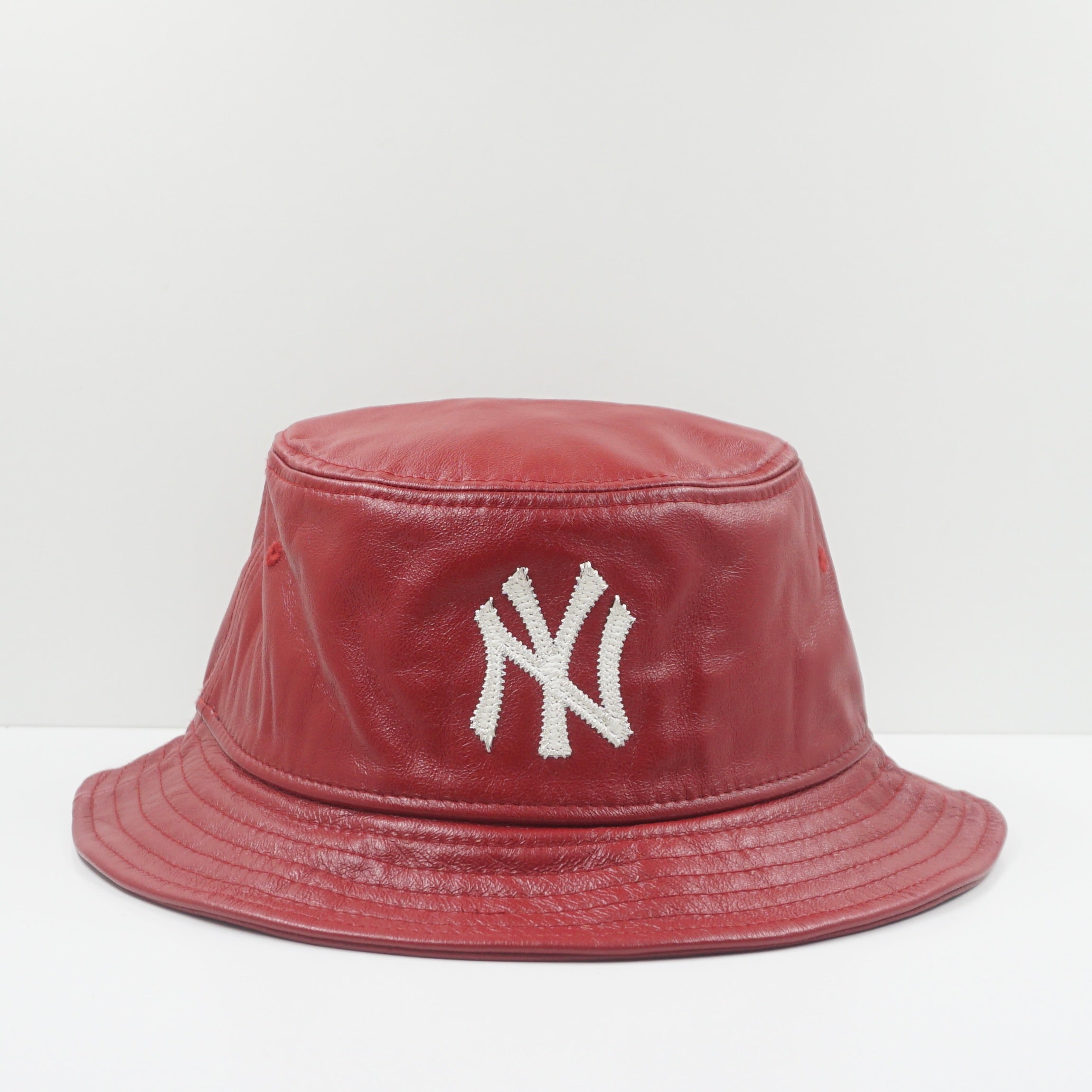 New Era New York Yankees Leather Red Bucket Hat