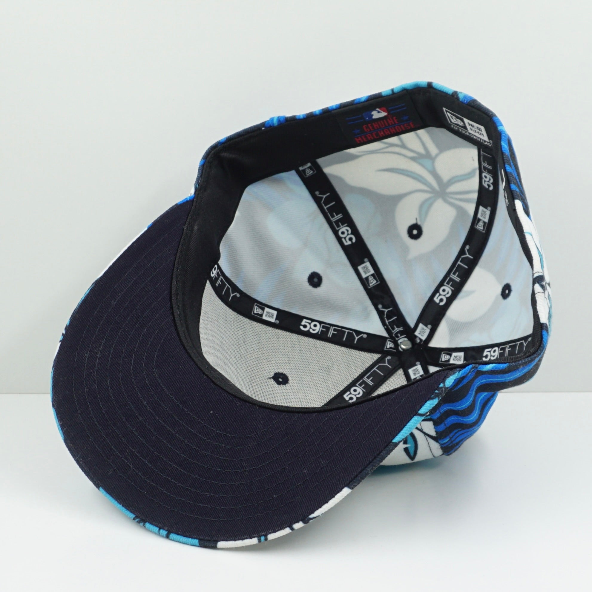 New Era Los Angeles Dodgers Black Blue White Floral Print Fitted Cap