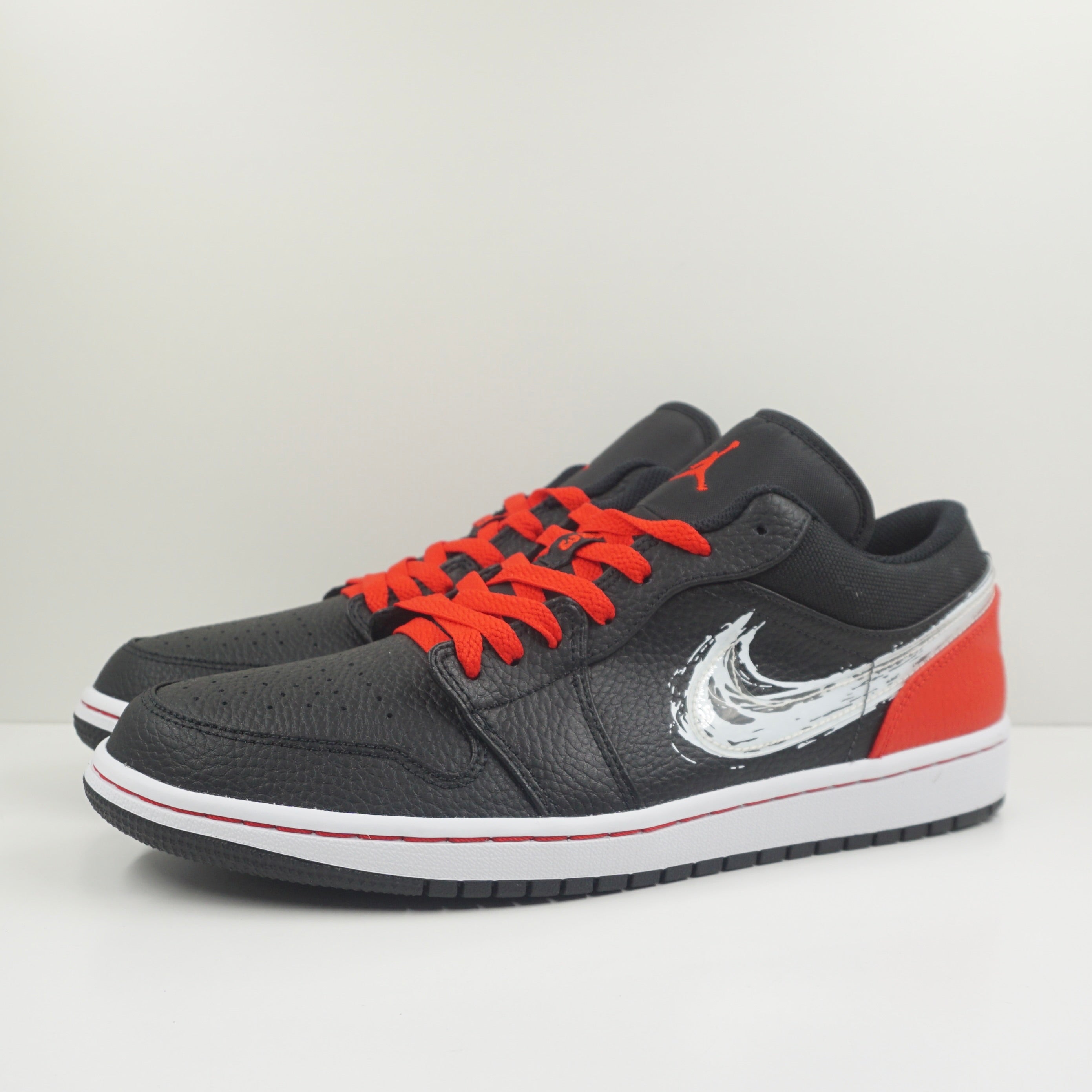 Jordan 1 Low Brushstroke Swoosh Black