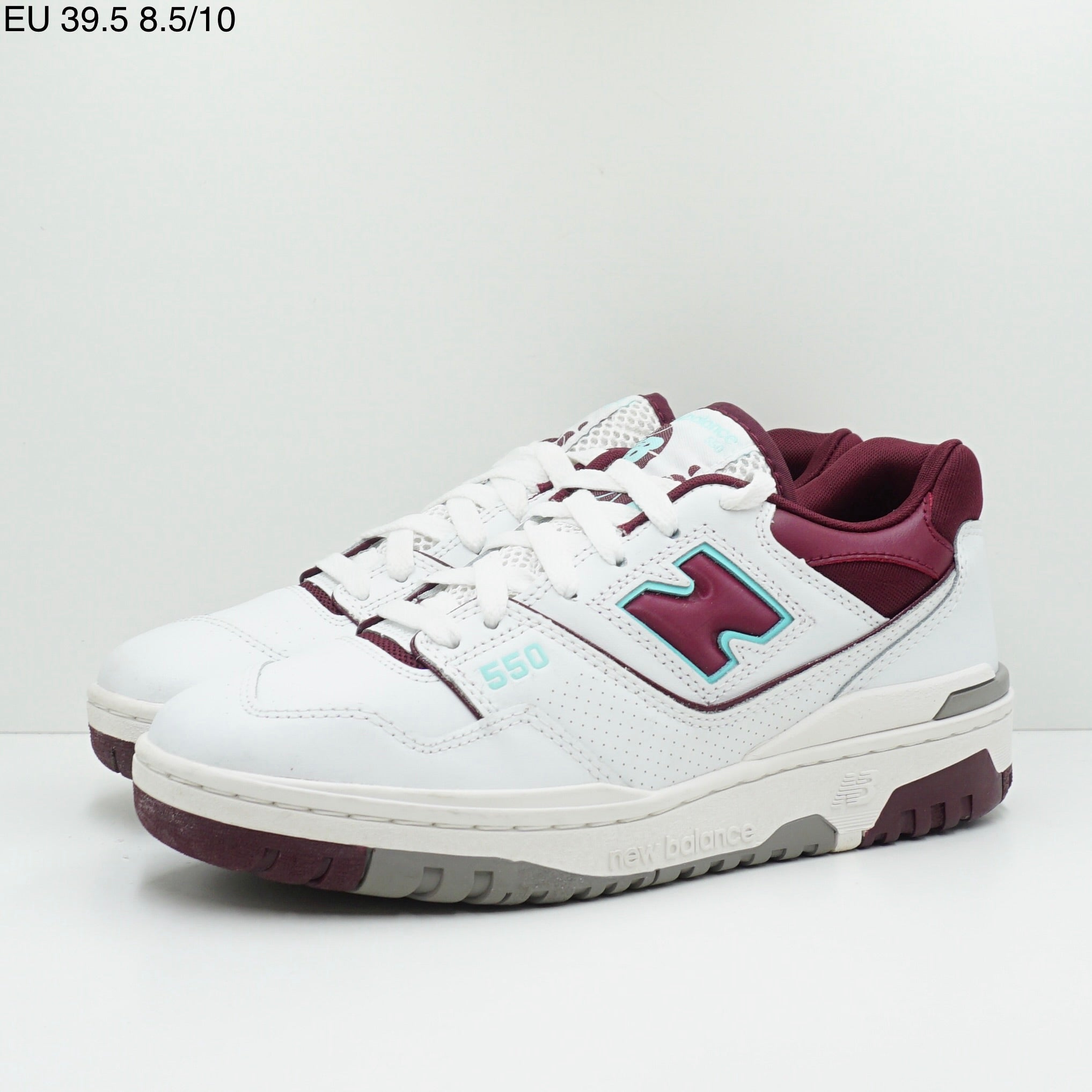 New Balance 550 White Burgundy Cyan