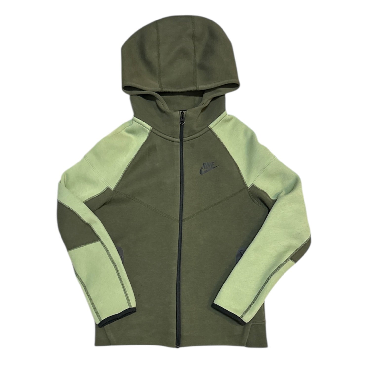 Nike Sportswear Tech Fleece Black Cargo Khaki Full Zip Hoodie (Youth)