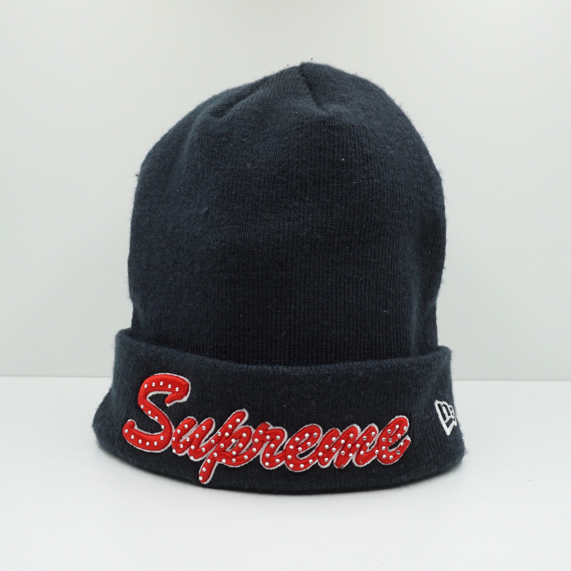 Supreme New Era Script Navy Beanie
