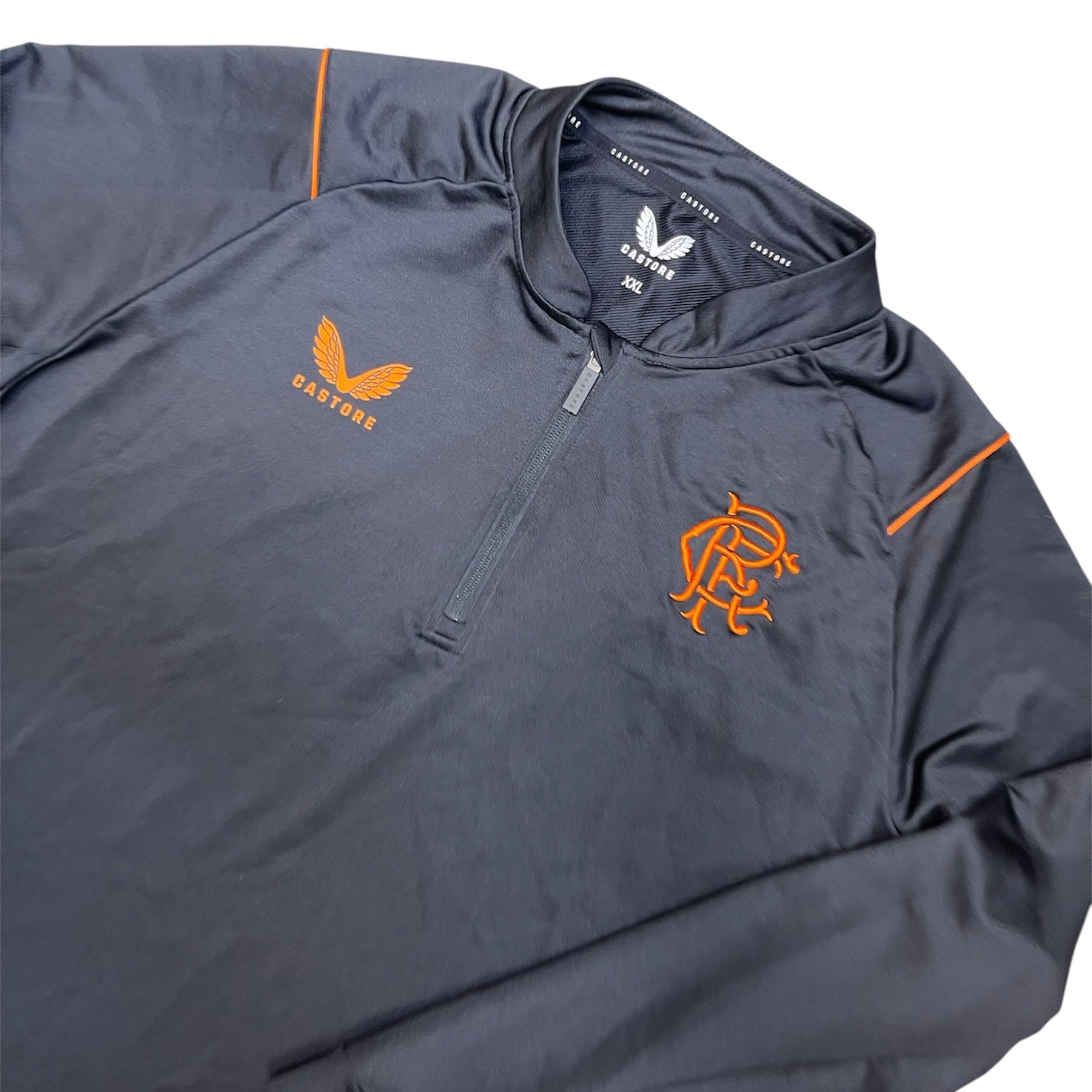 Castore Glasgow Rangers Black Orange Half Zip Long Sleeve