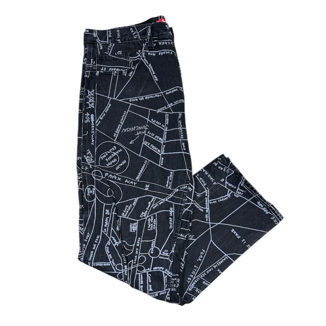 Supreme Gonz Map Denim Painter  Washed Black Pants