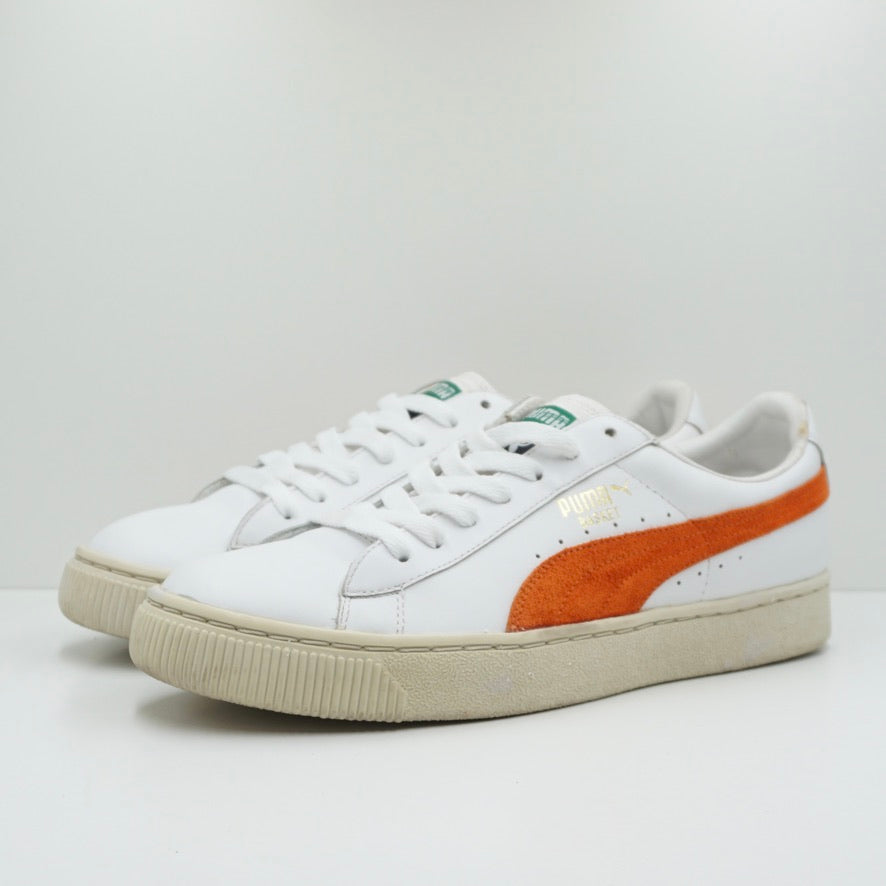 Vintage Puma Basket 68 White Orange