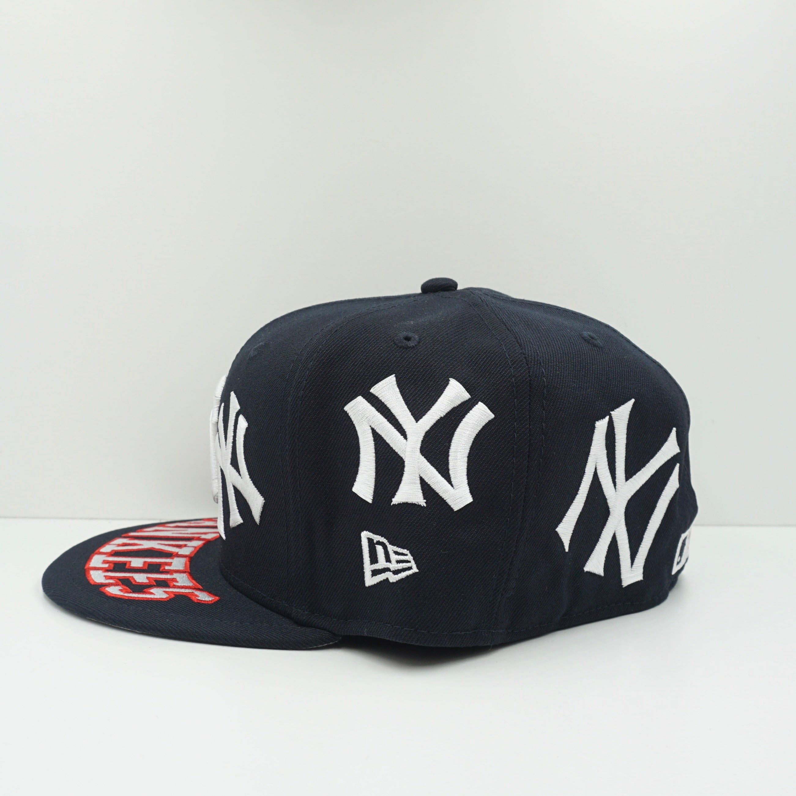 New Era Cooperstown New York Yankees All Over Logo Navy White Fitted Cap