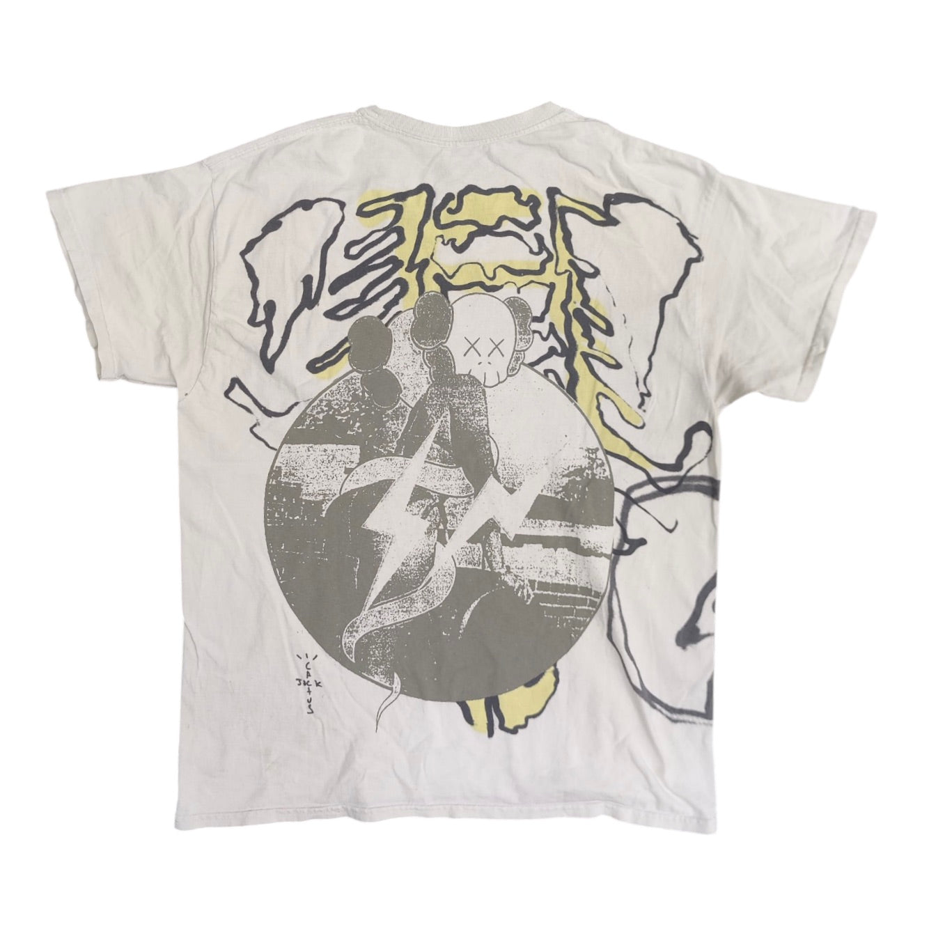 Travis Scott Cactus Jack Kaws For Fragment Aged Yellow Tshirt