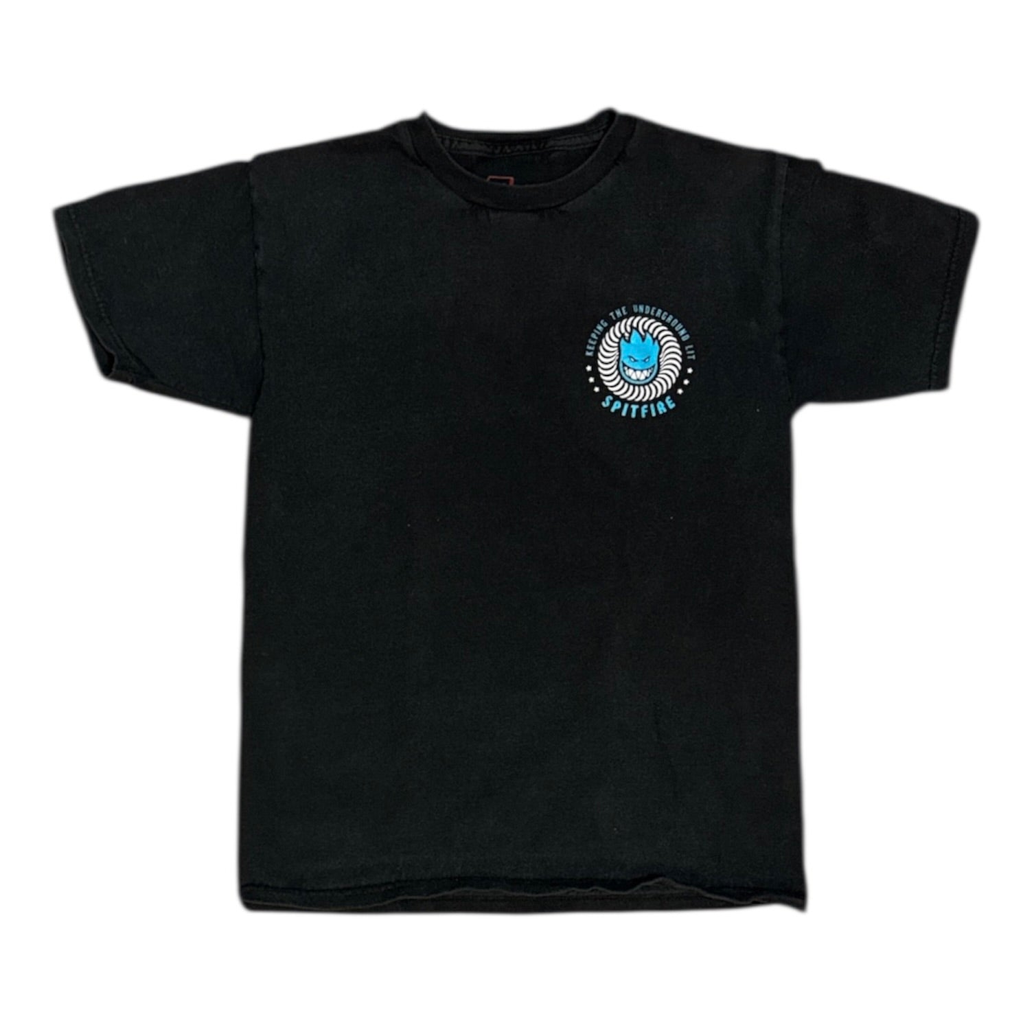 Spitfire Blue Logo Black Tshirt