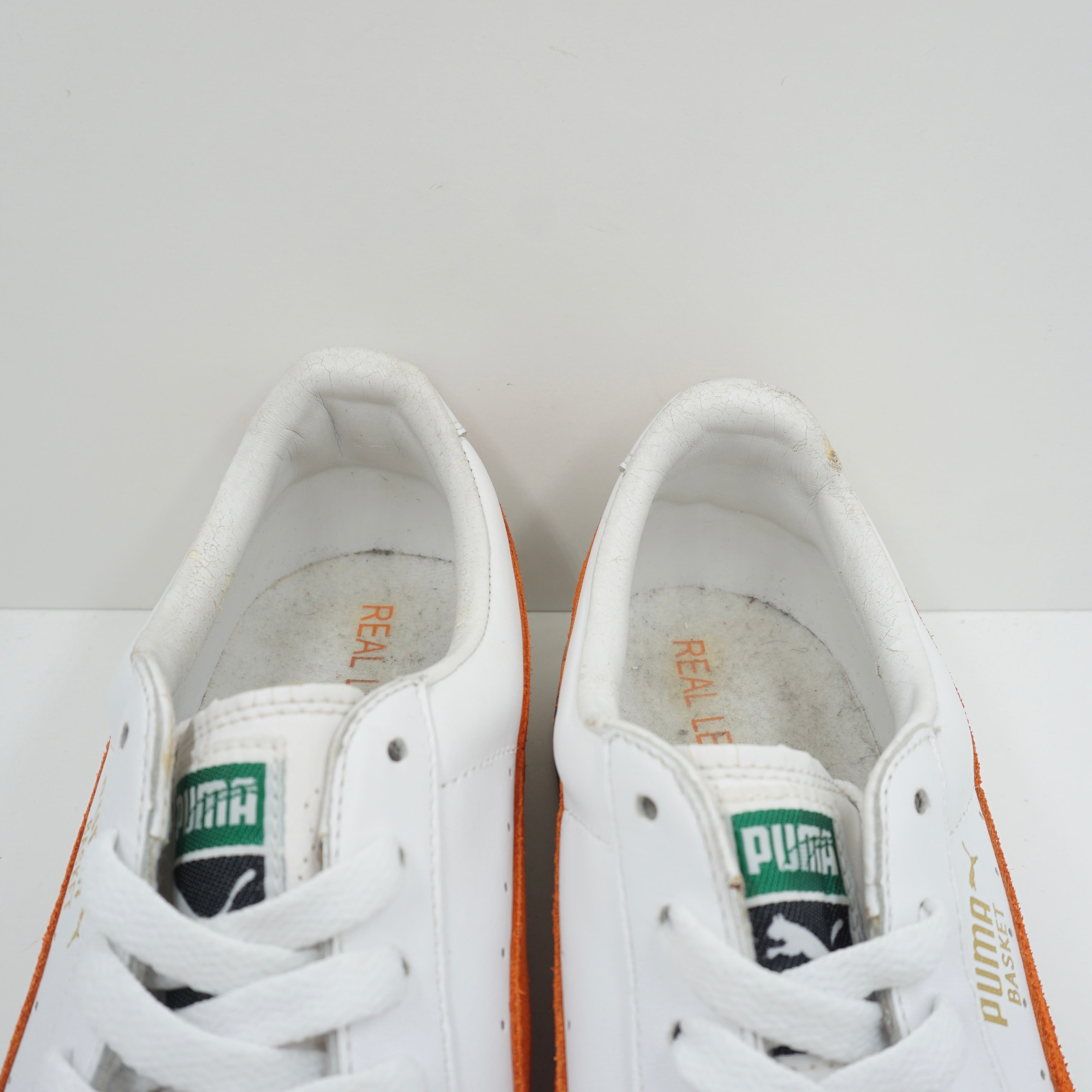 Vintage Puma Basket 68 White Orange