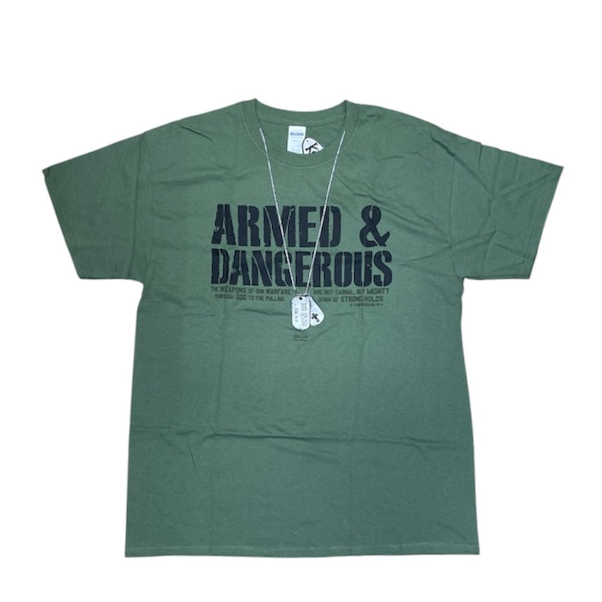 Gildan Kerusso Armed & Dangerous Green Tshirt